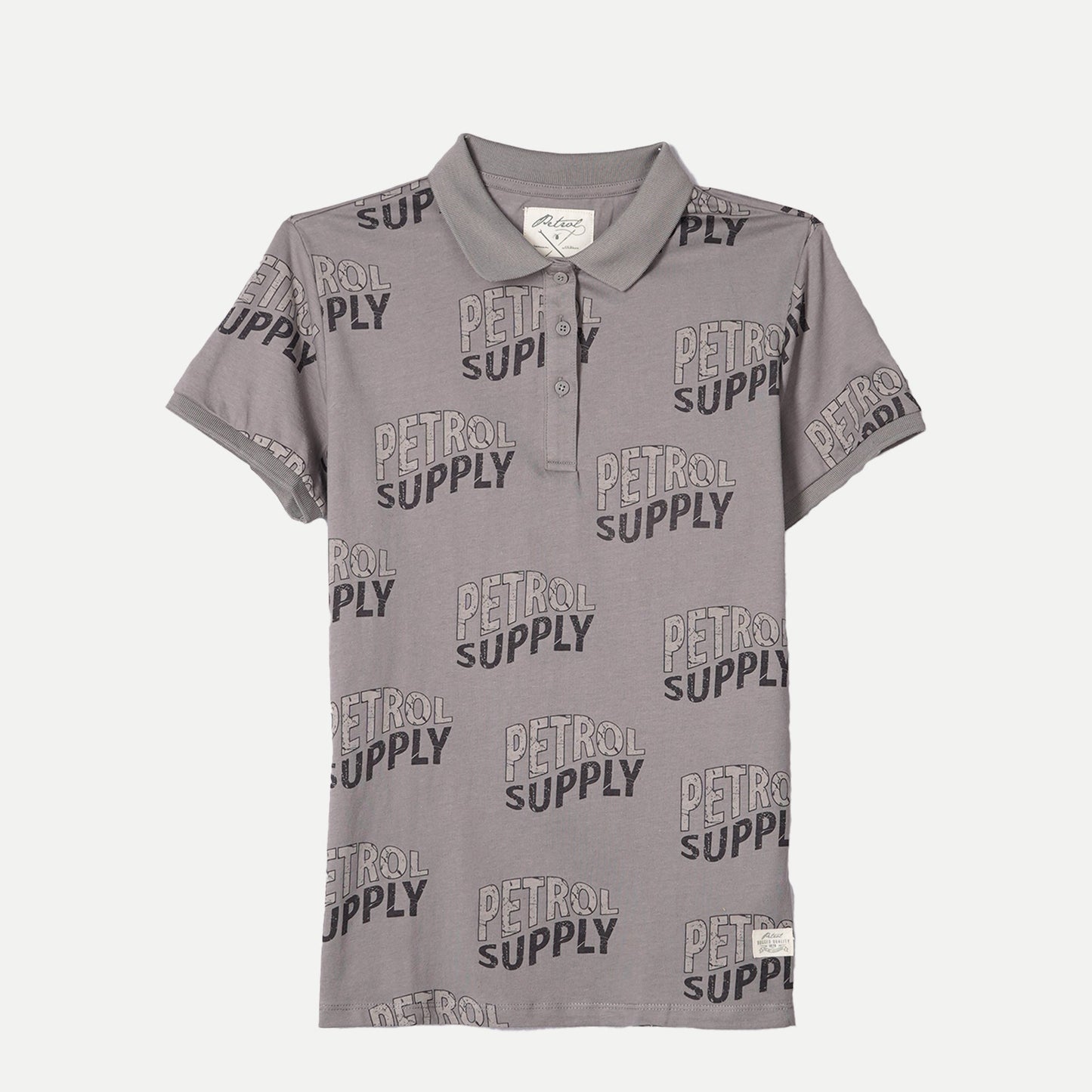 Petrol Basic Collared for Ladies Relaxed Fitting Shirt Trendy fashion Casual Top Gray Polo shirt for Ladies 129334 (Gray)