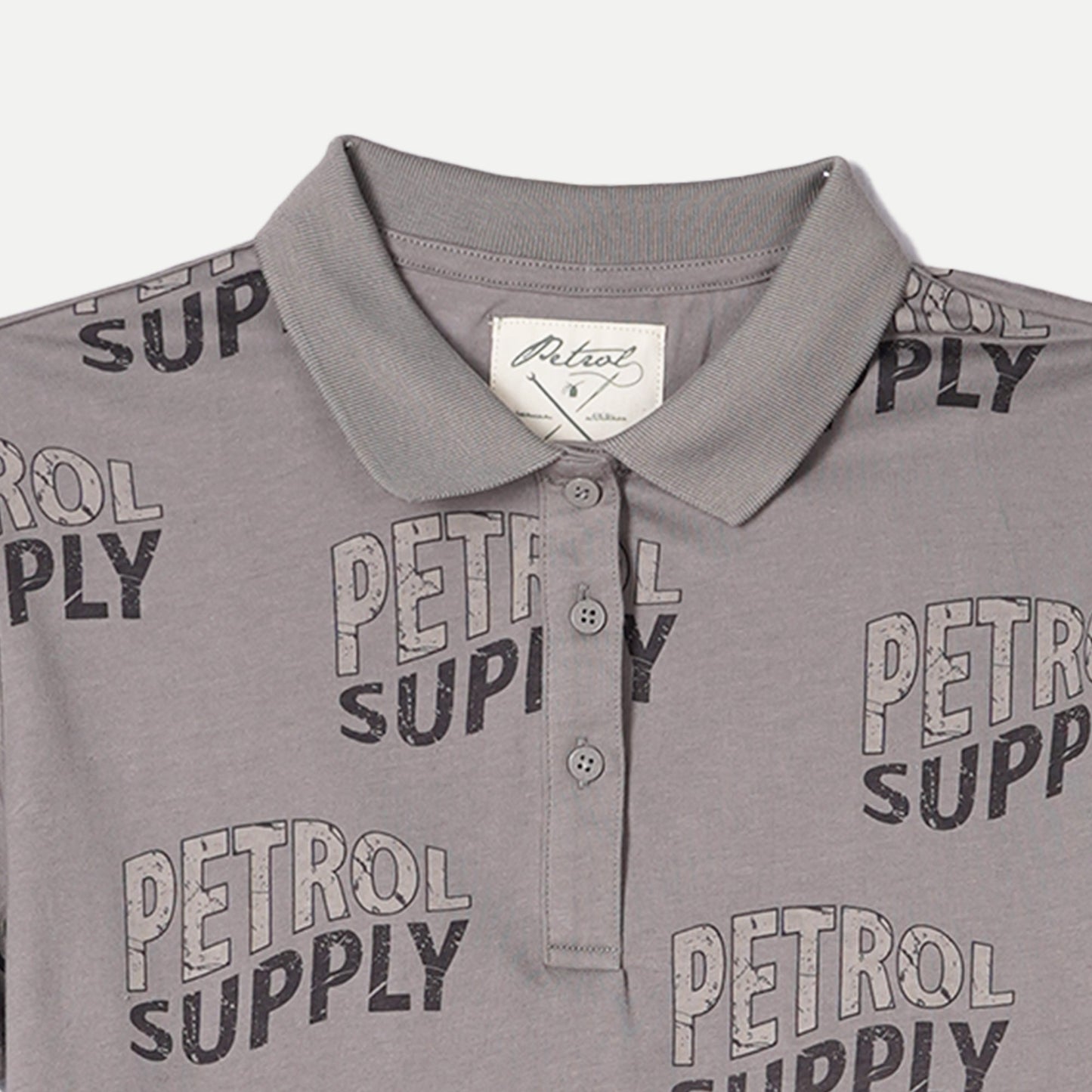 Petrol Basic Collared for Ladies Relaxed Fitting Shirt Trendy fashion Casual Top Gray Polo shirt for Ladies 129334 (Gray)