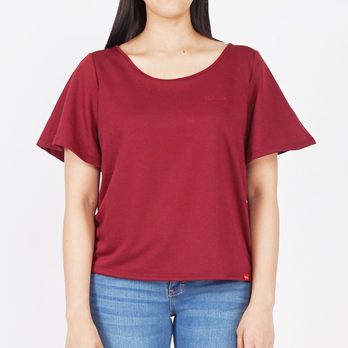 Bobson Japanese Ladies Basic Round Neck T shirt For Women Trendy Fashion High Quality Apparel Comfortable Casual Tees Relaxed Fit 142177 (Rumba Red)