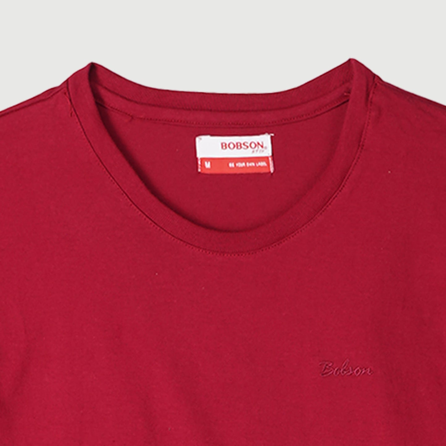 Bobson Japanese Ladies Basic Round Neck T shirt For Women Trendy Fashion High Quality Apparel Comfortable Casual Tees Relaxed Fit 142177 (Rumba Red)