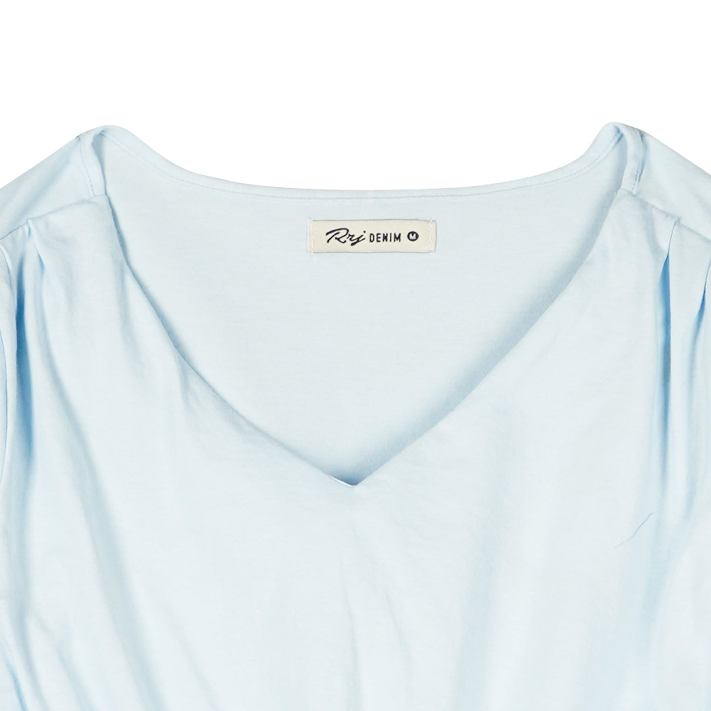 RRJ Basic Tees for Ladies Crop Fitting Shirt Trendy fashion Plain Ribbed Fabric Casual Top Blue T-shirt for Ladies 145697 (Blue)