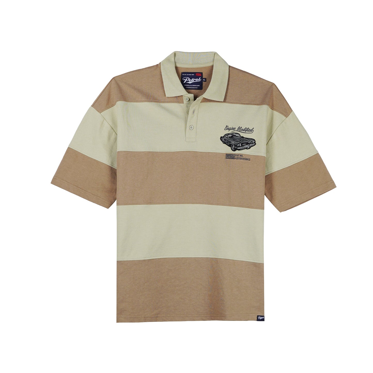 Petrol Basic Collared for Men Oversized Fitting Terry Fabric Trendy fashion Casual Top Light Brown Polo shirt for Men 135858 (Light Brown)