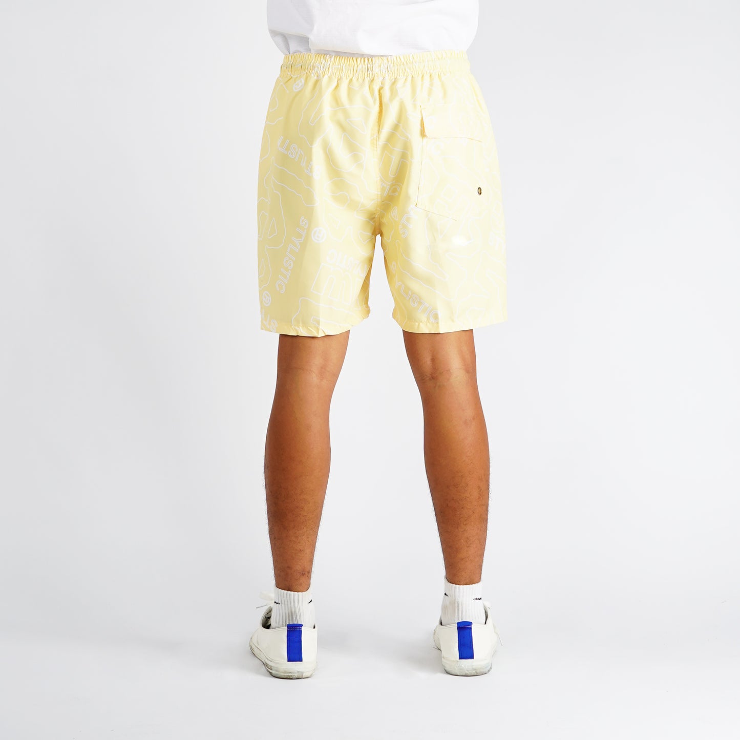 Stylistic Mr. Lee Men's Basic Non-Denim Swim short for Men Trendy Fashion High Quality Apparel Comfortable Casual Short for Men Mid Waist 127824 (Light Yellow)