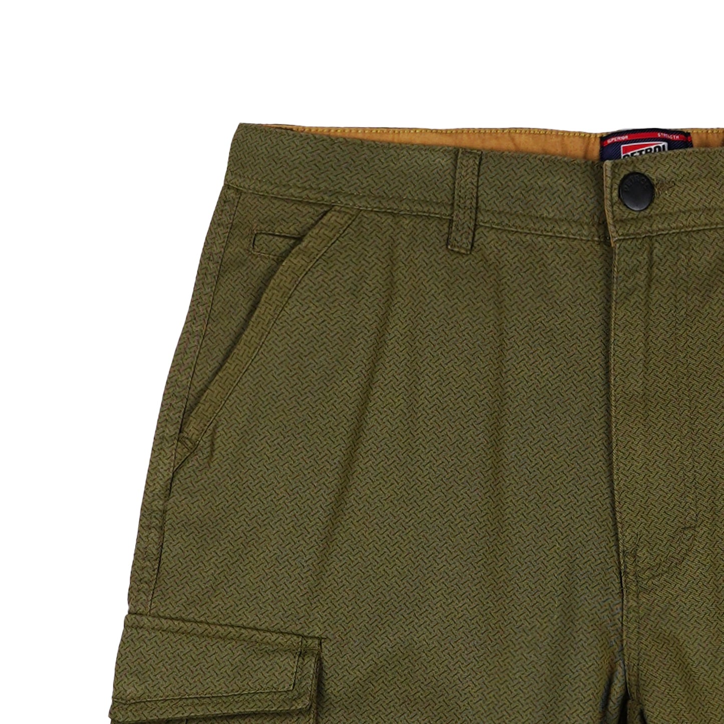 Petrol Basic Non-Denim Cargo Short for Men Regular Fitting Garment Wash Fabric Casual Short Cargo Short for Men 129788 (Fatigue)