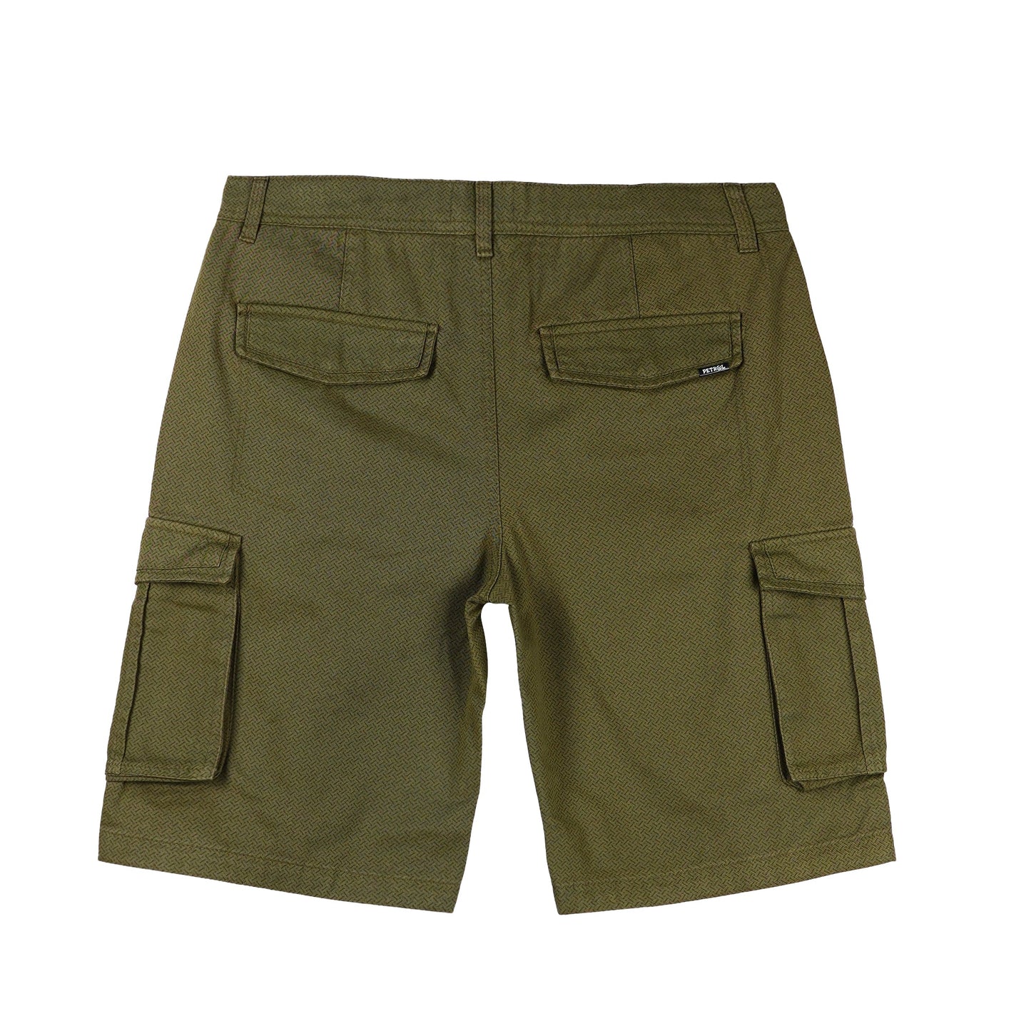 Petrol Basic Non-Denim Cargo Short for Men Regular Fitting Garment Wash Fabric Casual Short Cargo Short for Men 129788 (Fatigue)