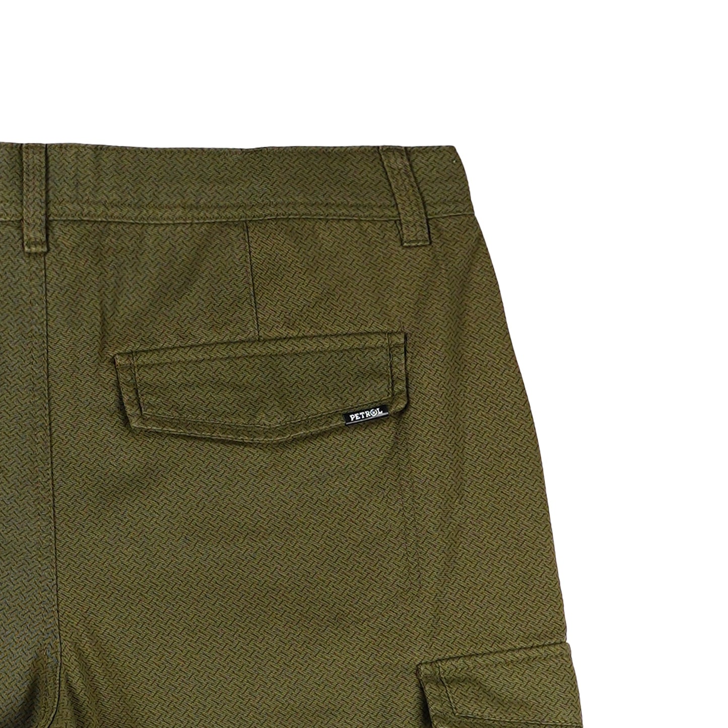 Petrol Basic Non-Denim Cargo Short for Men Regular Fitting Garment Wash Fabric Casual Short Cargo Short for Men 129788 (Fatigue)