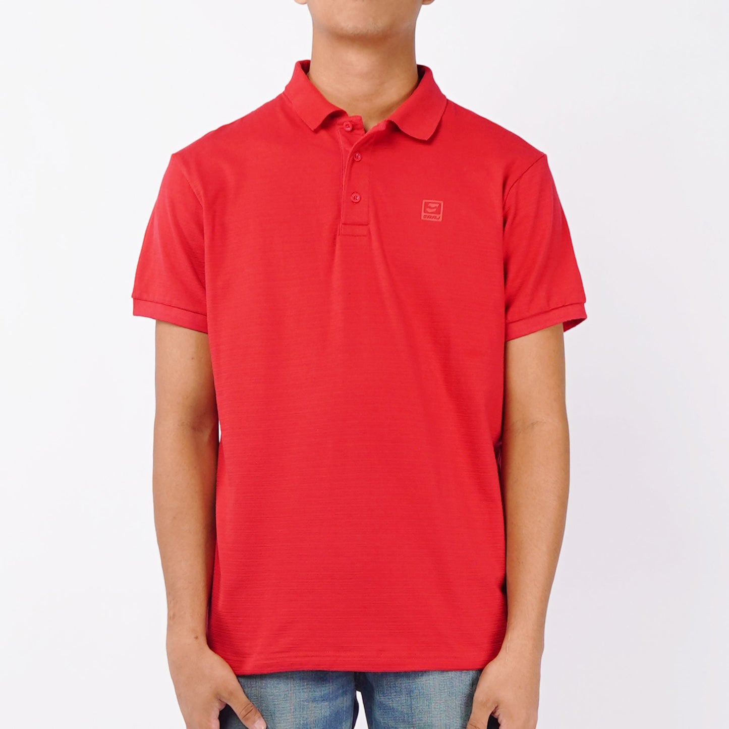 RRJ Basic Collared for Men Semi Body Fitting Trendy fashion Casual Top Red Polo shirt for Men 107695 (Red)