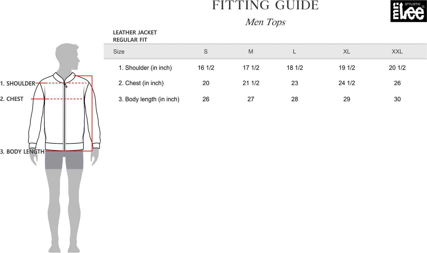 Stylistic Mr. Lee Men's Basic Leather Jacket Regular Fit 137769 (Black)