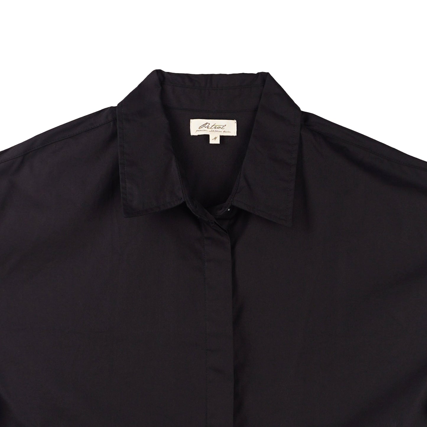 Petrol Basic Woven Ladies Boxy Fitting Shirt 150562 (Black)