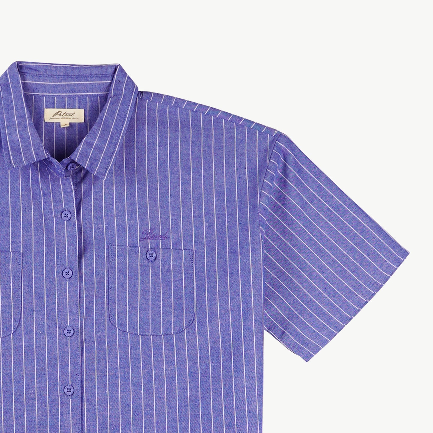 Petrol Ladies' Modified Woven Boxy Fitting Blouse Chambray Fabric 130529 (Medium Wash)