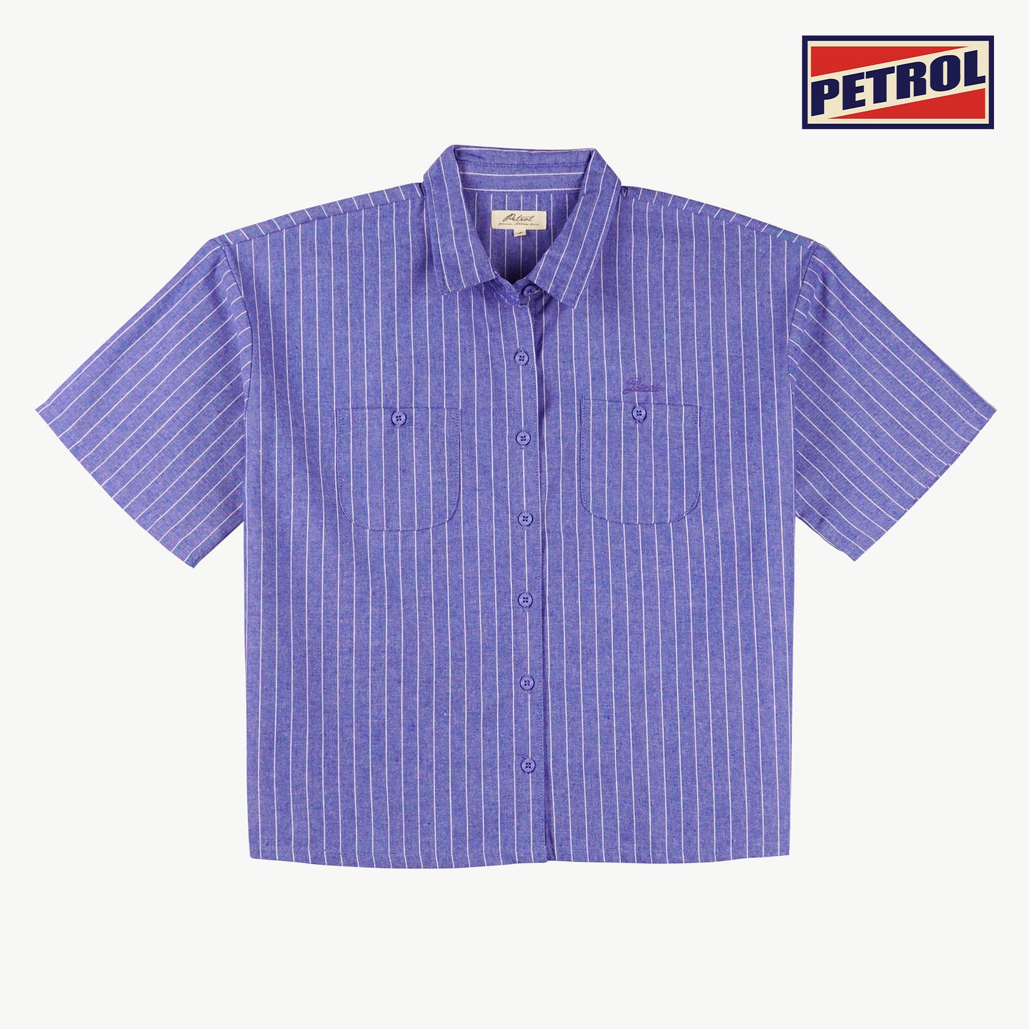 Petrol Ladies' Modified Woven Boxy Fitting Blouse Chambray Fabric 130529 (Medium Wash)