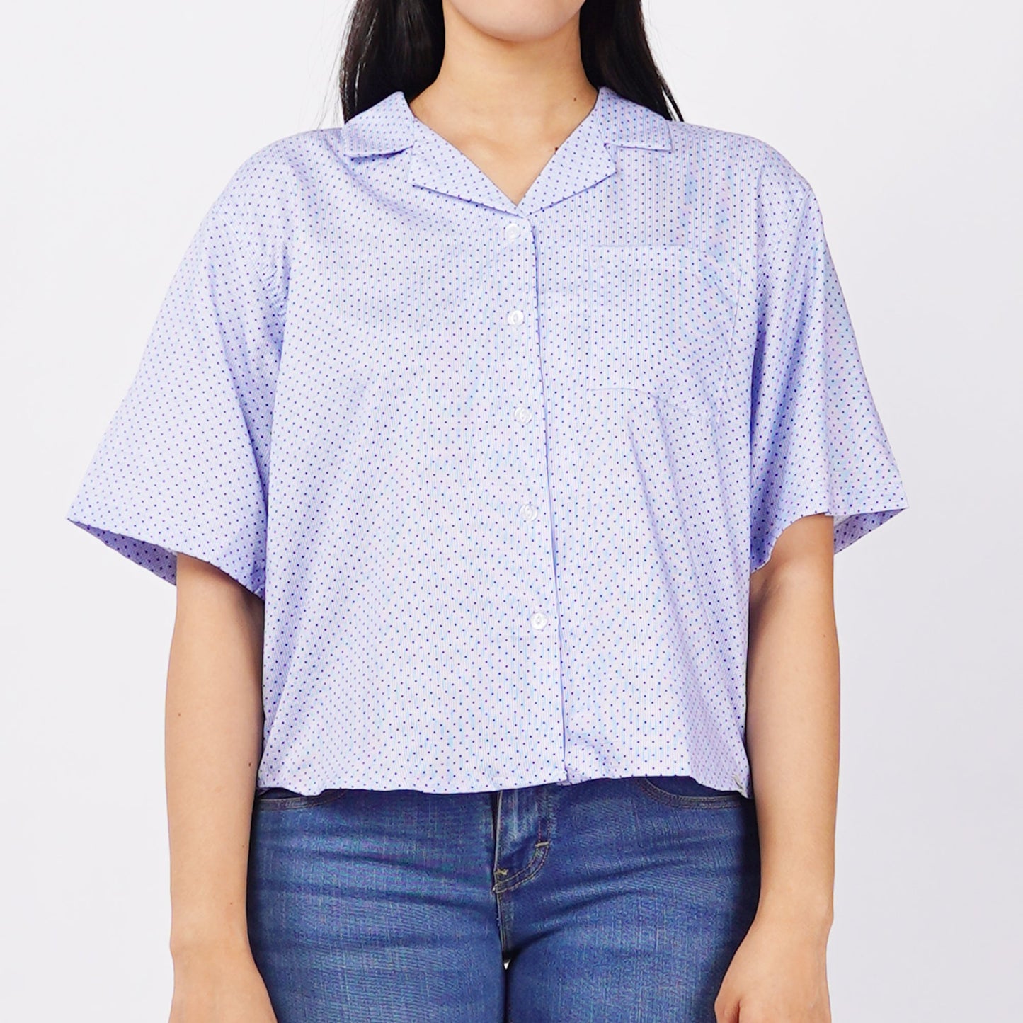 RRJ Basic Woven Ladies Boxy Fitting Shirt 145061 (Blue)