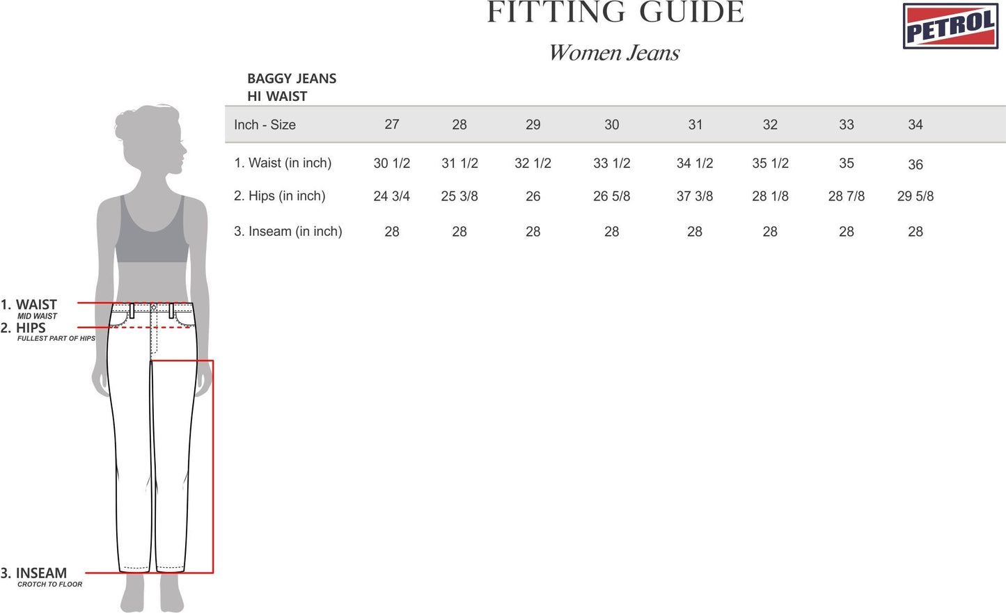 Petrol Ladies' Basic Denim Baggy Jeans for Ladies Trendy Fashion High Quality Apparel Comfortable Casual Mid Waist Pants for Ladies 154031 (Dark Shade)