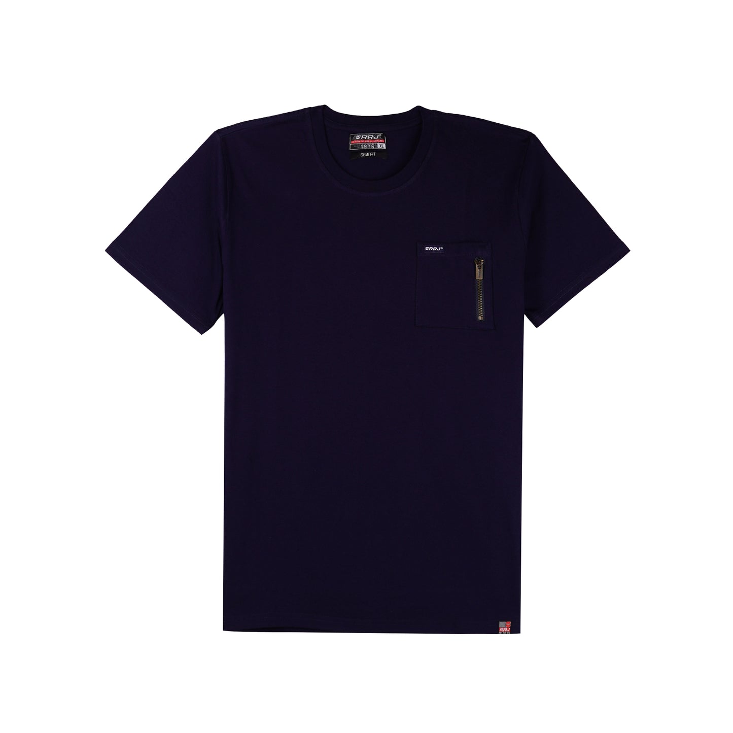 RRJ Men's Basic Tees Semibody Fitting CVC Jersey Fabric 117798-U (Navy)