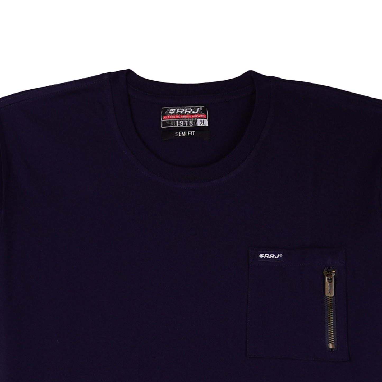 RRJ Men's Basic Tees Semibody Fitting CVC Jersey Fabric 117798-U (Navy)