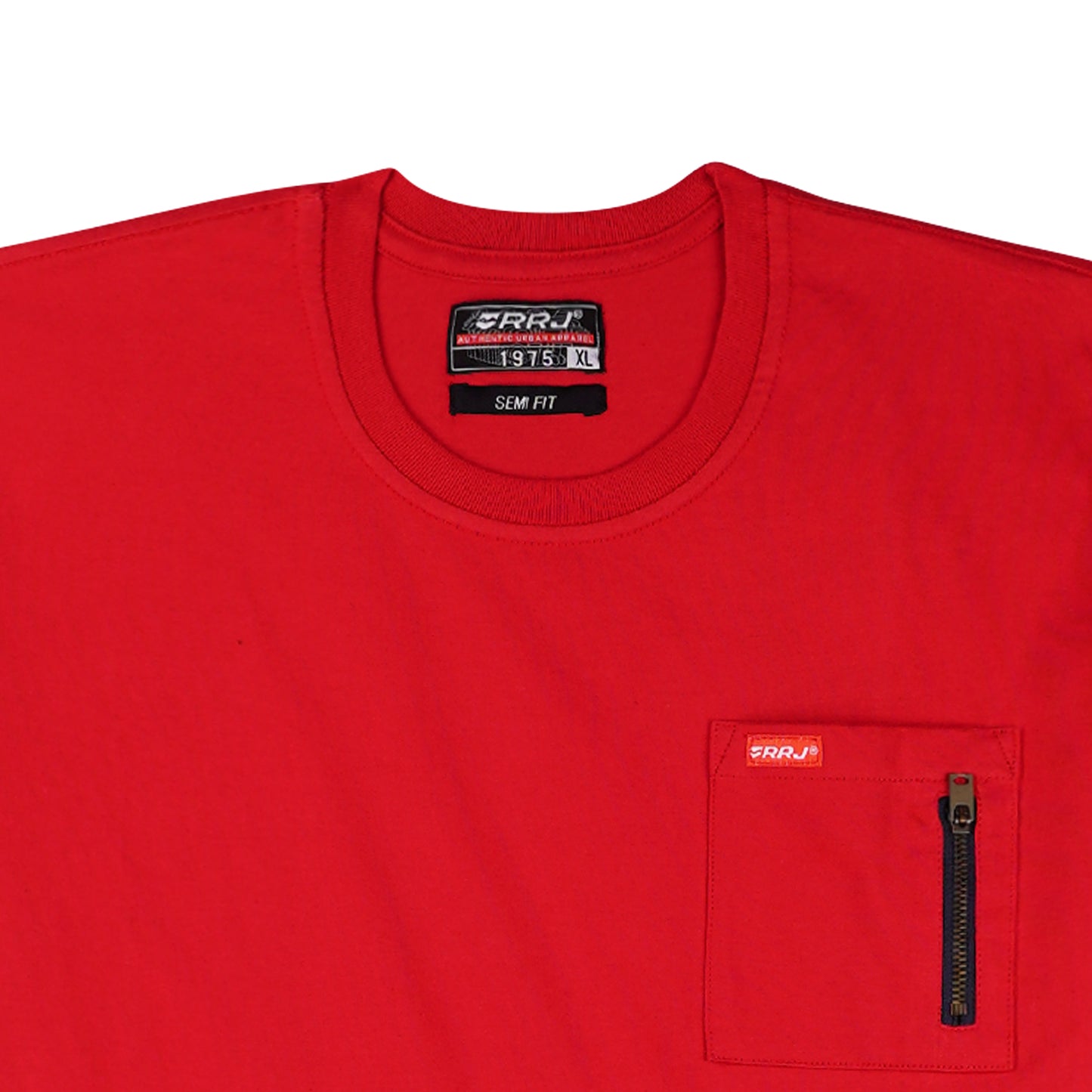 RRJ Men's Basic Tees Semibody Fitting CVC Jersey Fabric 117798-U (Red)