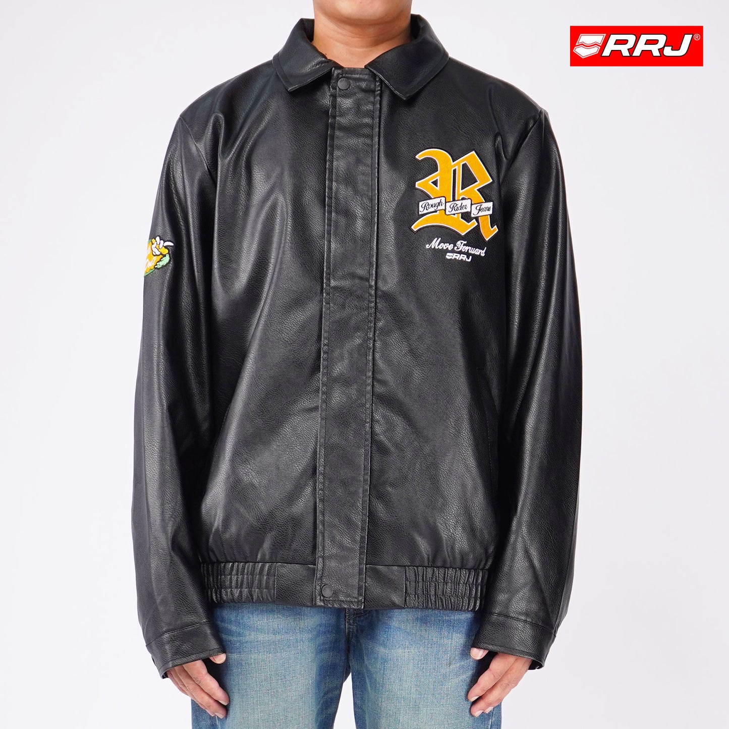 RRJ x Looney Tunes Men's Basic Leather Jacket Regular Fitting 162902 (Black)