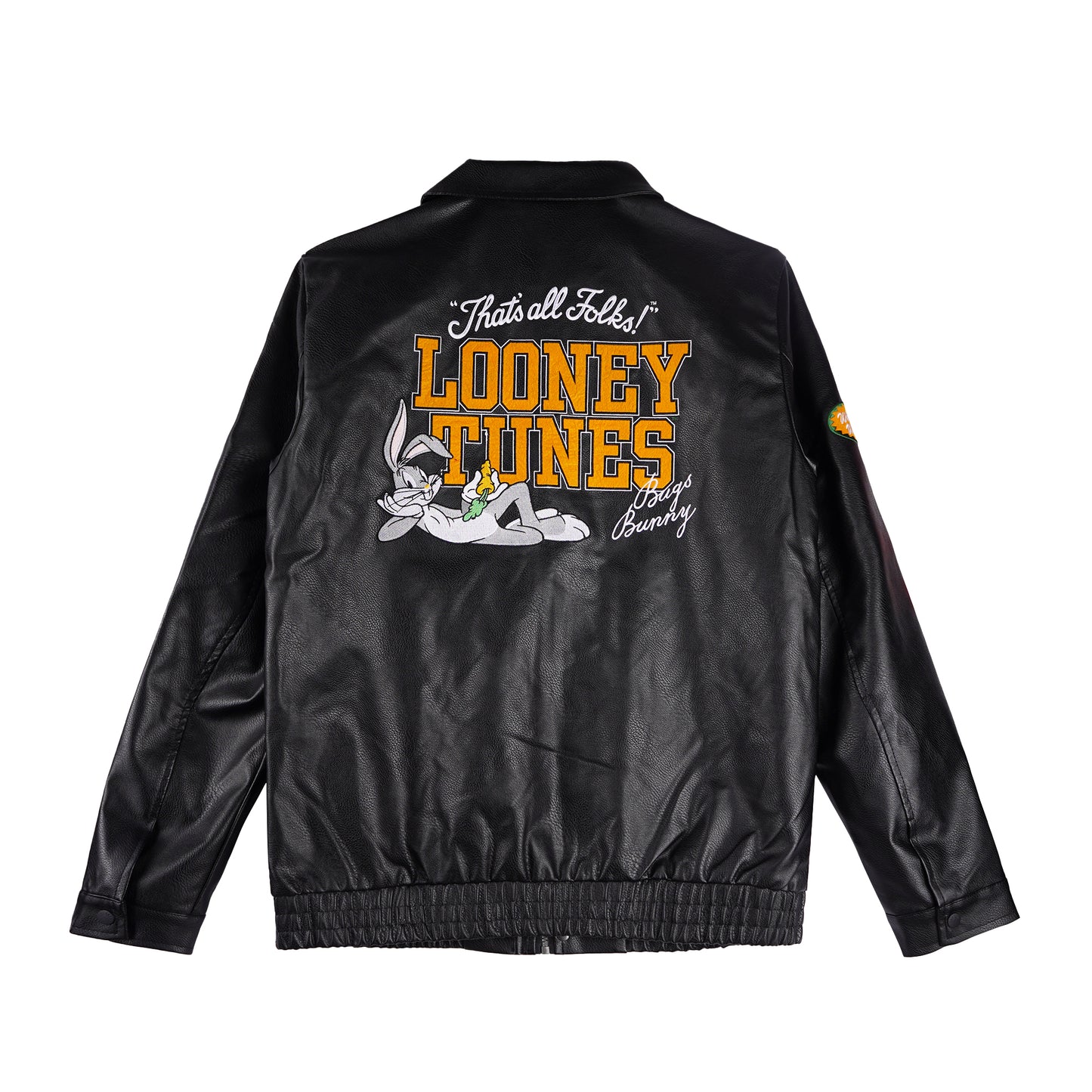 RRJ x Looney Tunes Men's Basic Leather Jacket Regular Fitting 162902 (Black)