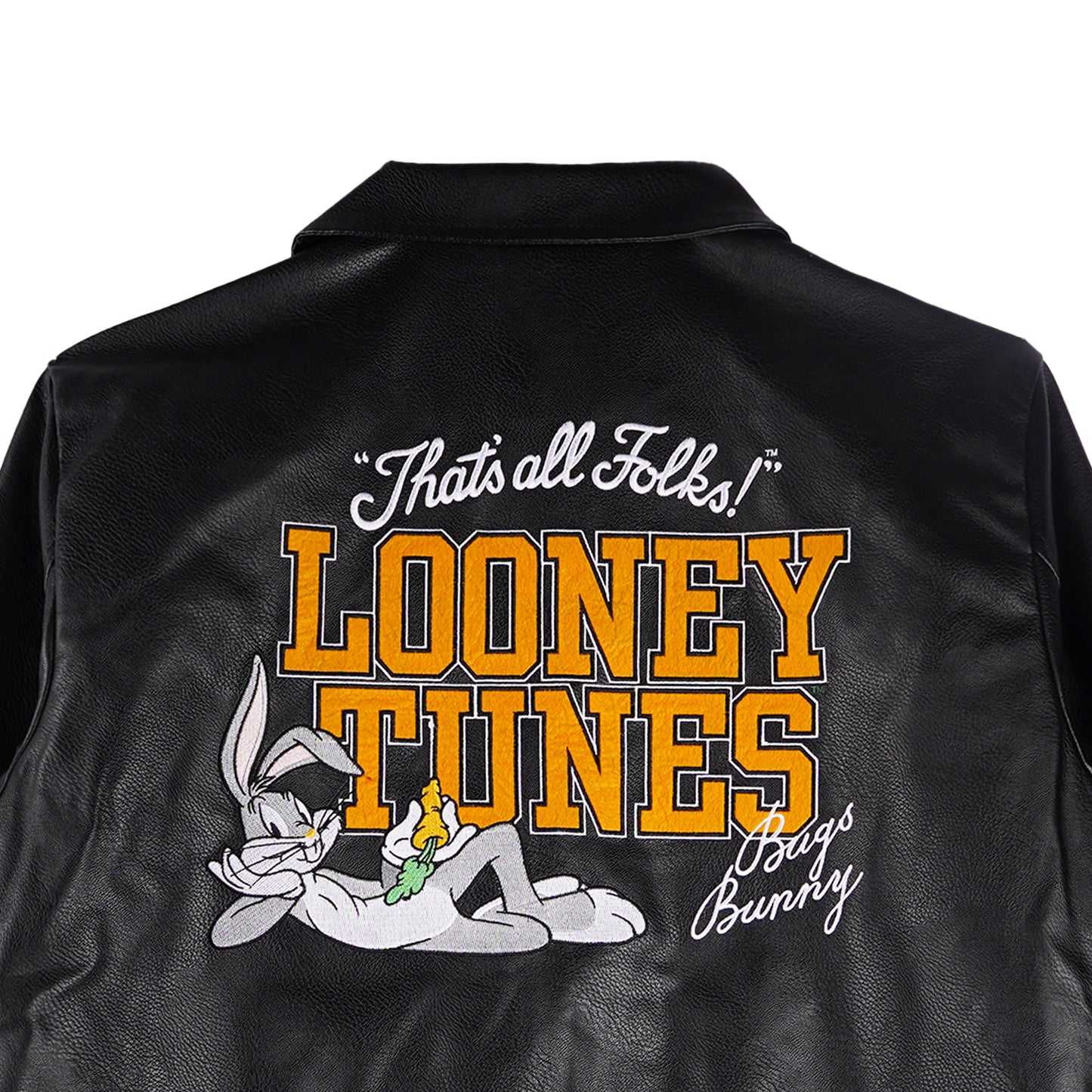 RRJ x Looney Tunes Men's Basic Leather Jacket Regular Fitting 162902 (Black)
