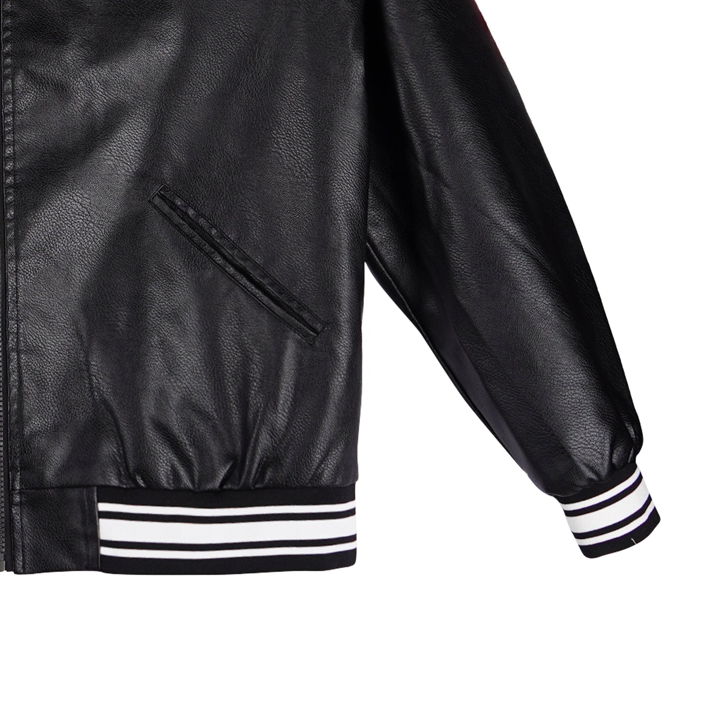 RRJ x Looney Tunes Bugs Bunny Men's Basic Leather Jacket Regular Fitting 162908 (Black)