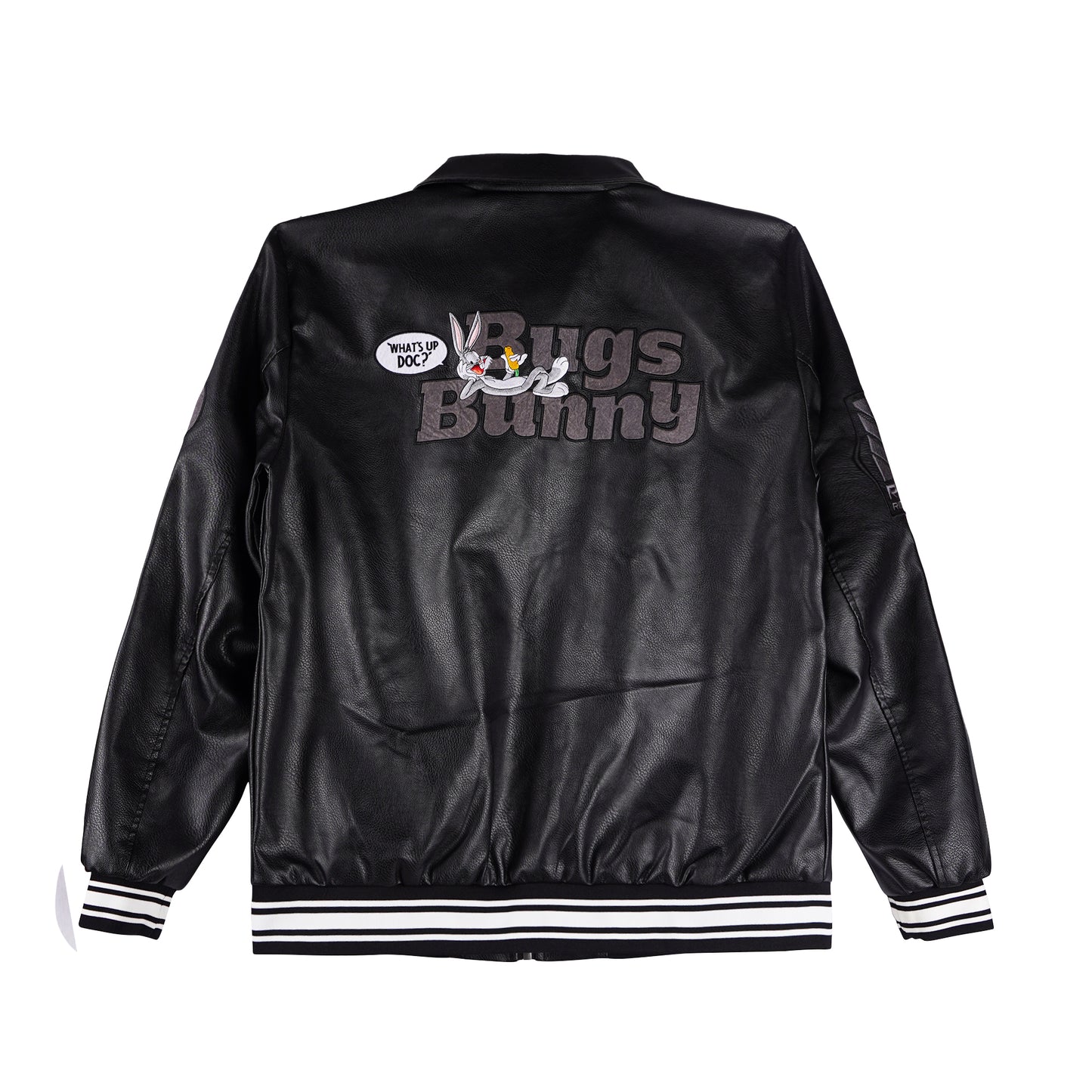 RRJ x Looney Tunes Bugs Bunny Men's Basic Leather Jacket Regular Fitting 162908 (Black)