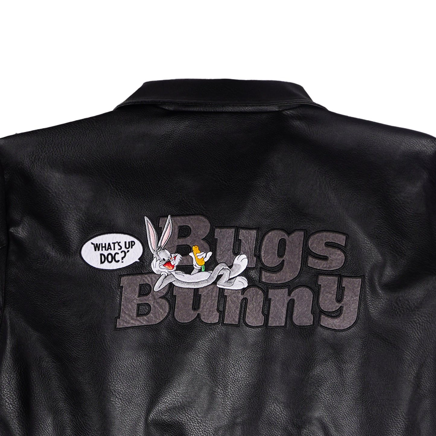 RRJ x Looney Tunes Bugs Bunny Men's Basic Leather Jacket Regular Fitting 162908 (Black)