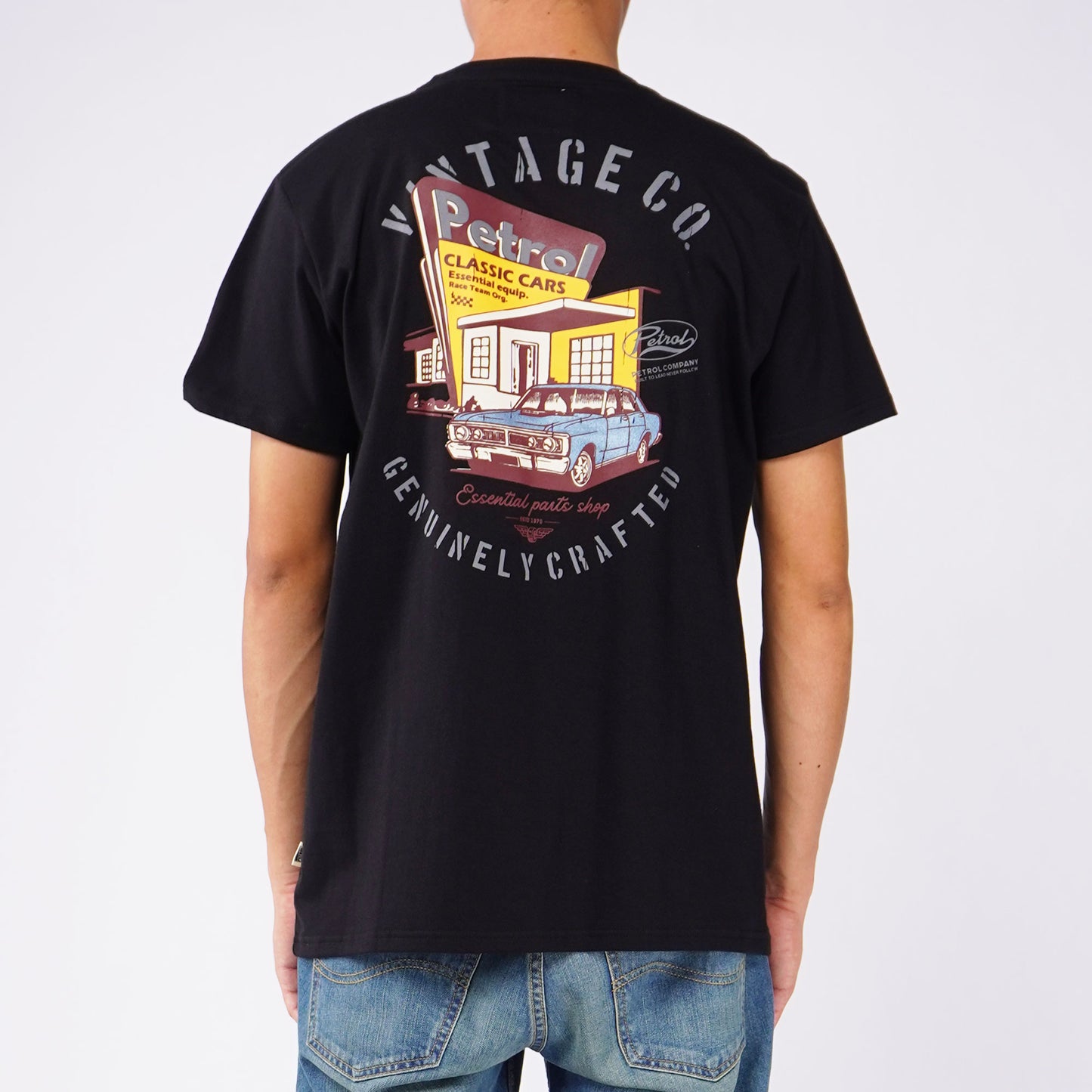 Petrol Men's Basic Tees Slim Fitting CVC Jersey Fabric 162189-U (Black)
