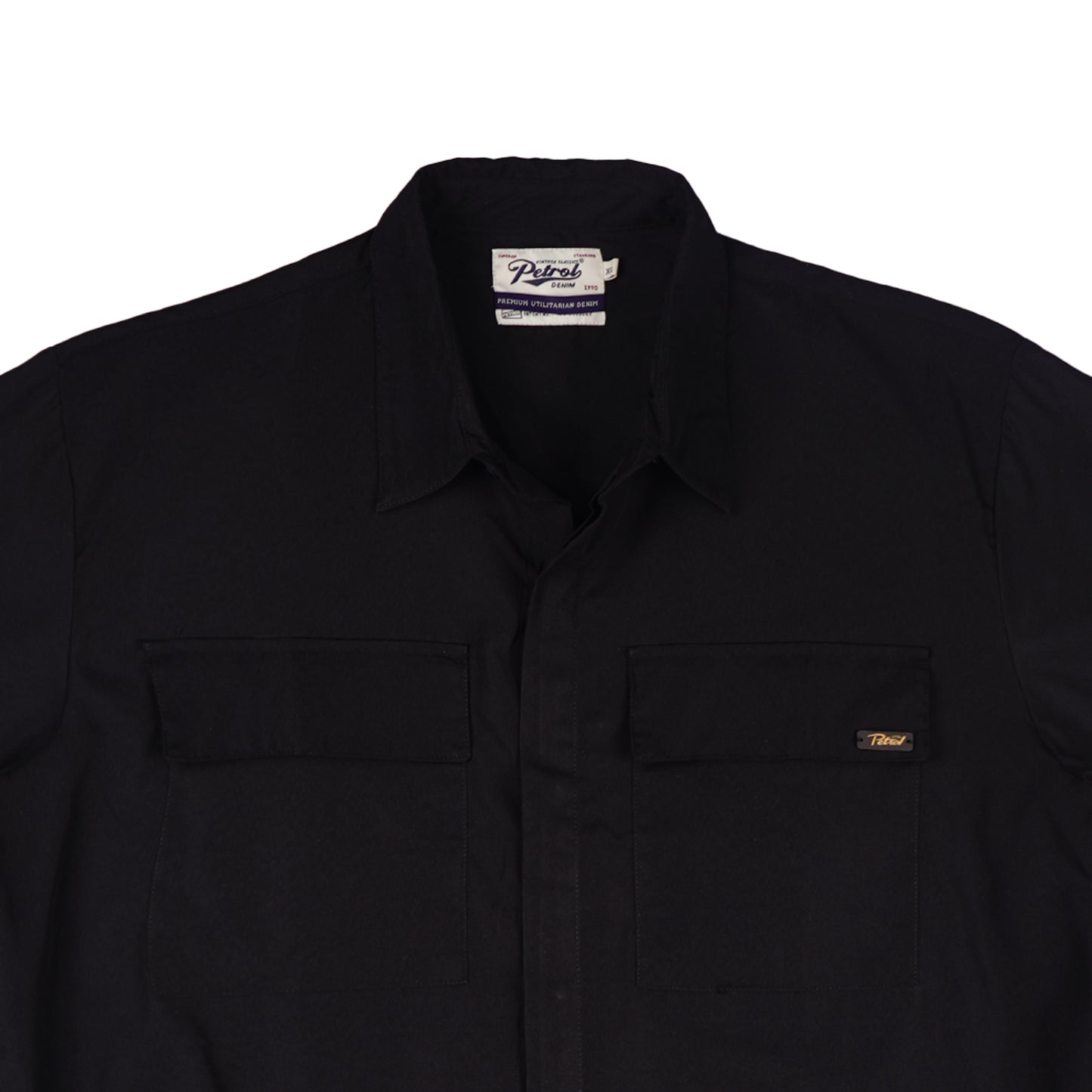 Petrol Men's Basic Woven Shirt Regular Fitting Woven Fabric 156203 (Black)