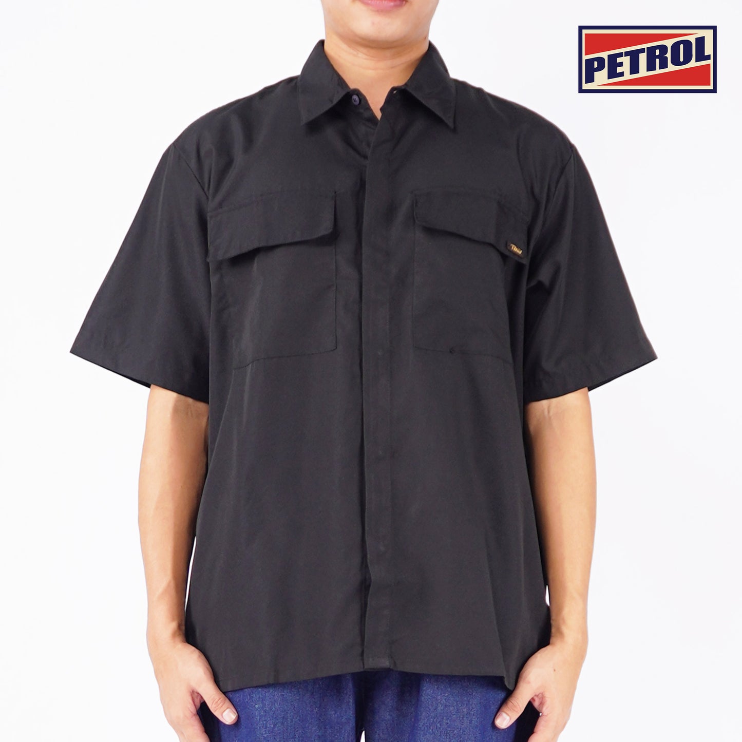 Petrol Men's Basic Woven Shirt Regular Fitting Woven Fabric 156203 (Black)