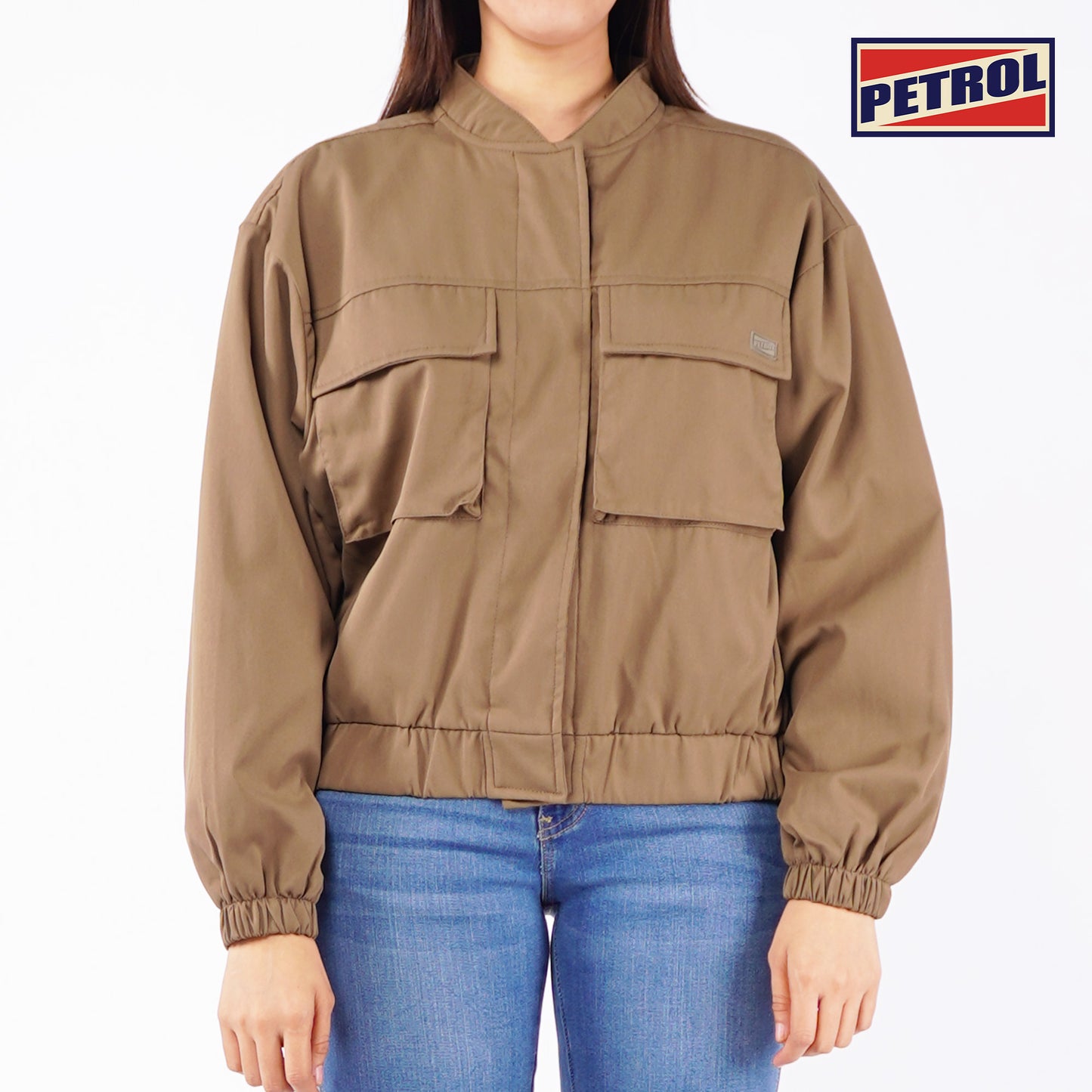 Petrol Ladies Basic Jacket Boxy Fitting Water Proof Twill Fabric 164185 (Brown)