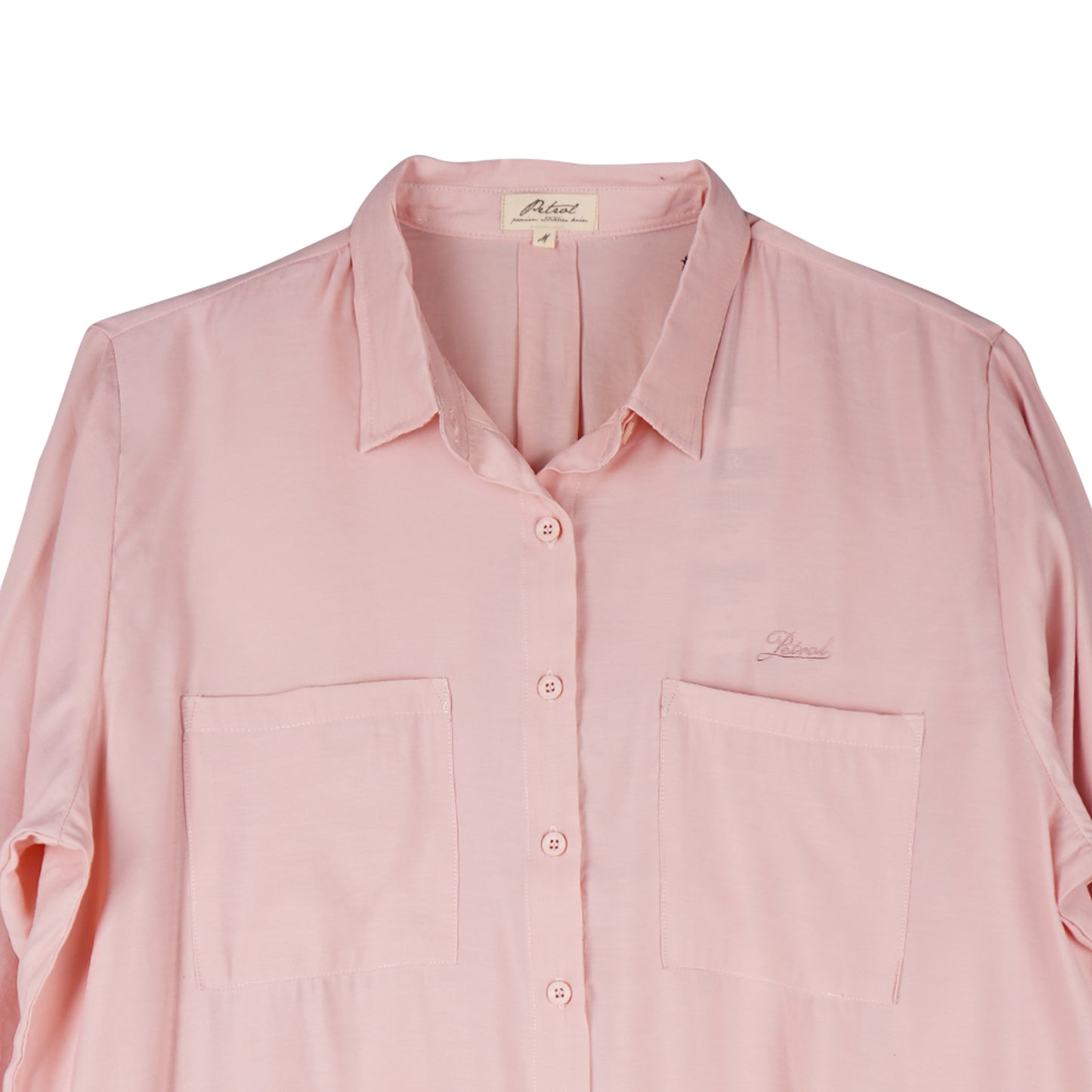 Petrol Ladies Basic Woven Polo Longsleeve Loose Fitting Woven Fabric 139557 (Almond Blossom)