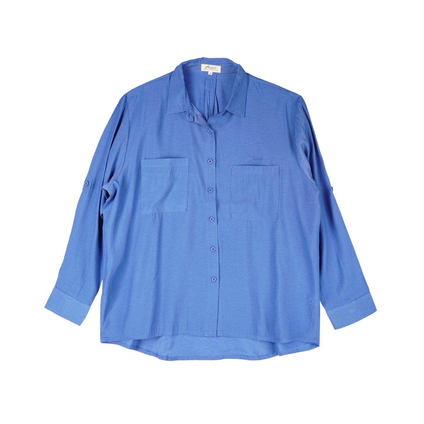 Petrol Ladies Basic Woven Polo Longsleeve Loose Fitting Woven Fabric 139557 (Blue)