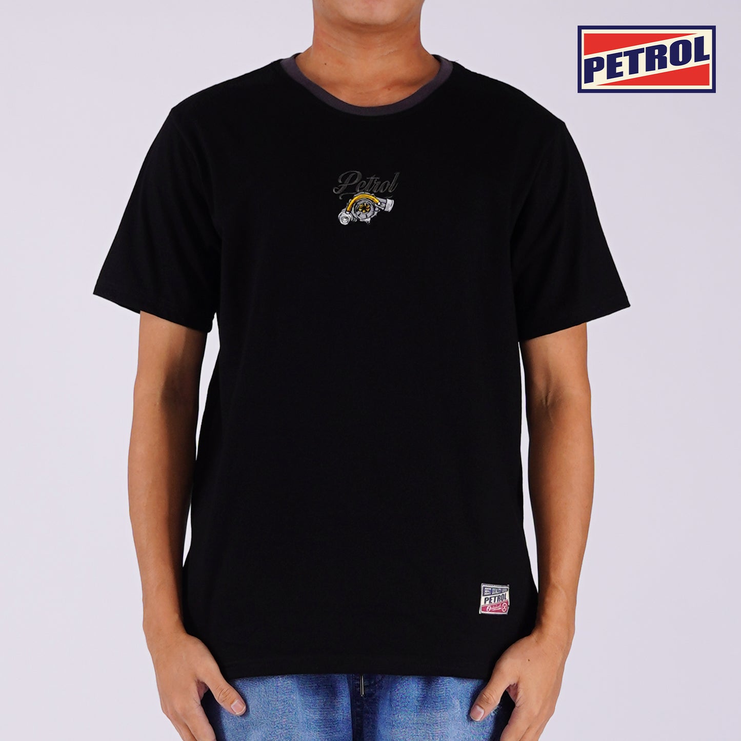 Petrol Men's Basic Tees Slim Fitting CVC Jersey Fabric 165216-U (Black)