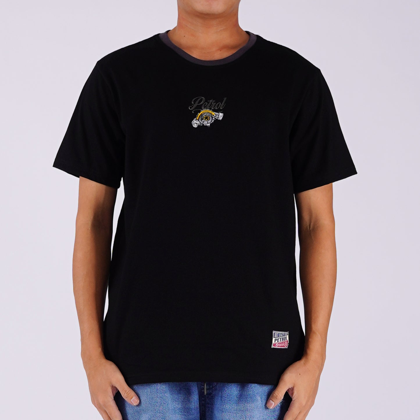 Petrol Men's Basic Tees Slim Fitting CVC Jersey Fabric 165216-U (Black)