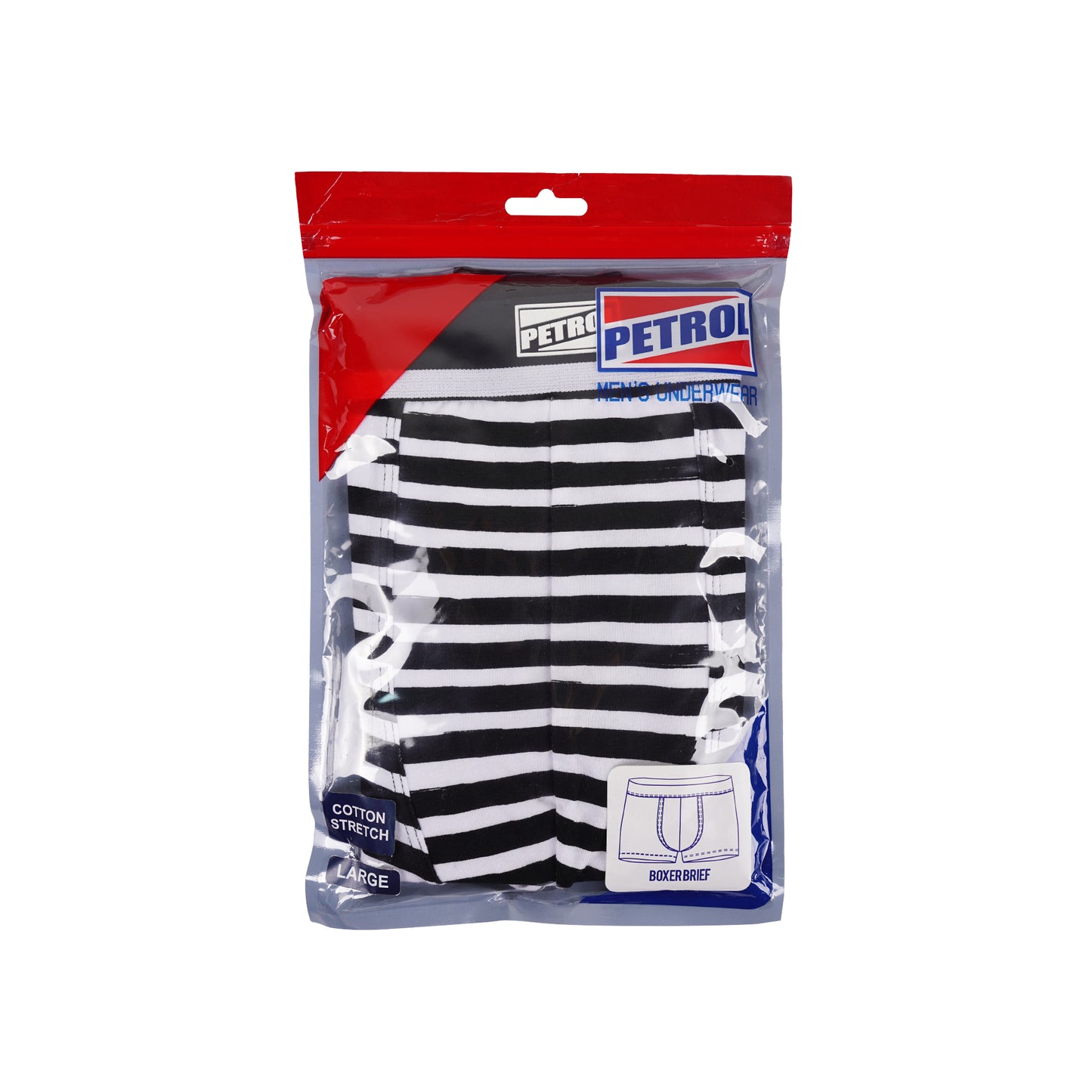 Petrol Men's Basic Innerwear Boxer Brief Cotton Stretch Fabric 128537 (Black/White)