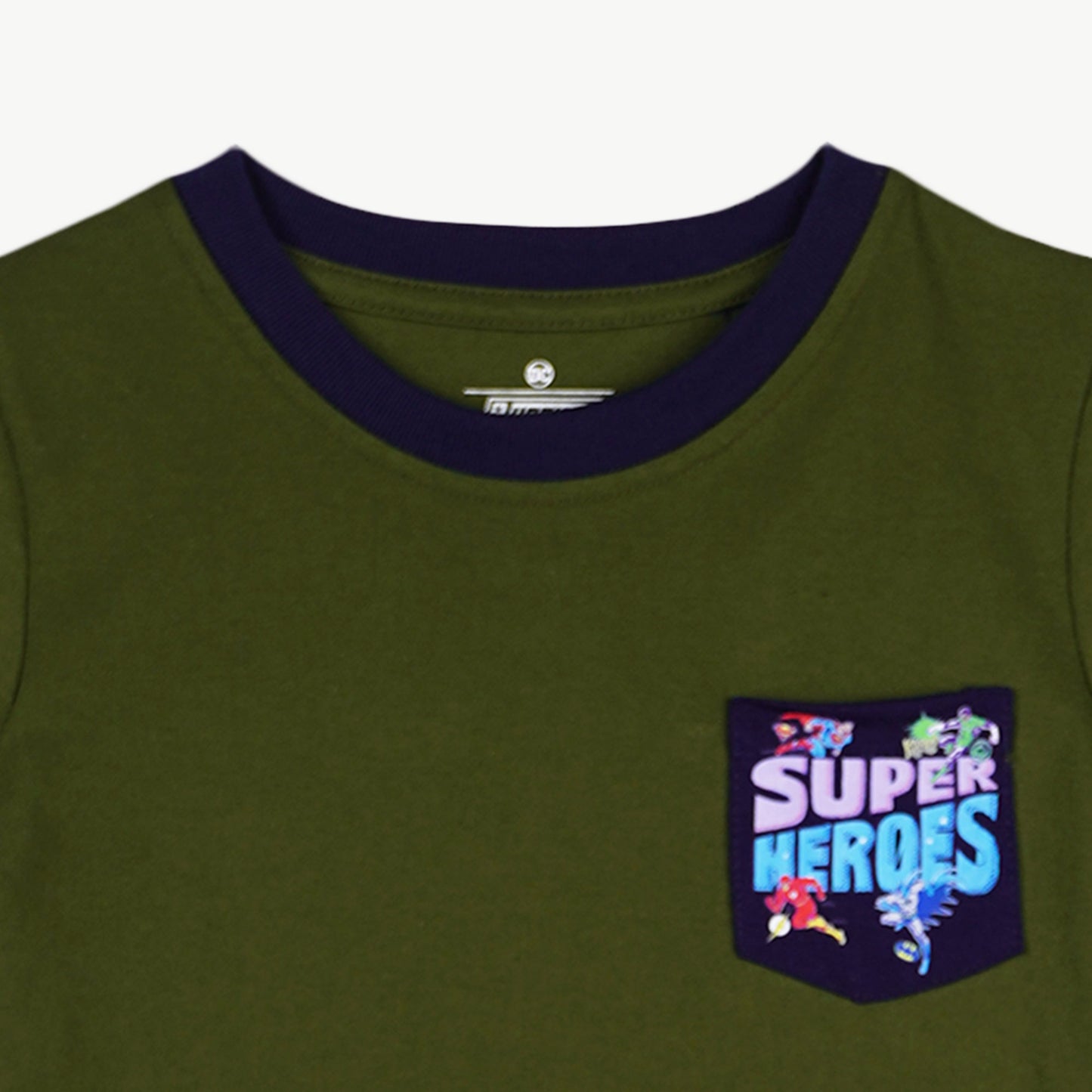Petrol x Justice League Children's Basic Tees Regular Fitting CVC Jersey Fabric for Toddler 165463-U (Fatigue)