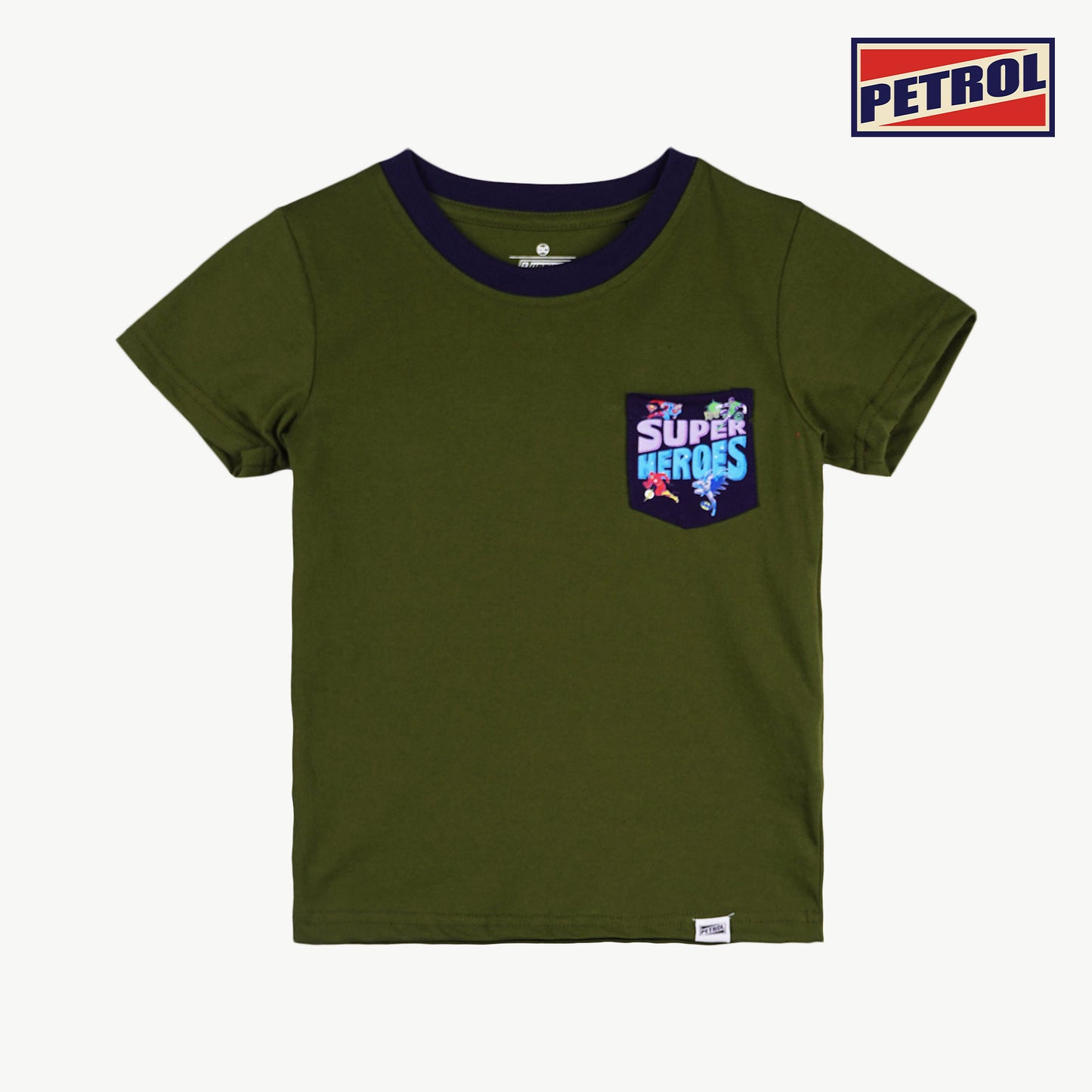 Petrol x Justice League Children's Basic Tees Regular Fitting CVC Jersey Fabric for Toddler 165463-U (Fatigue)