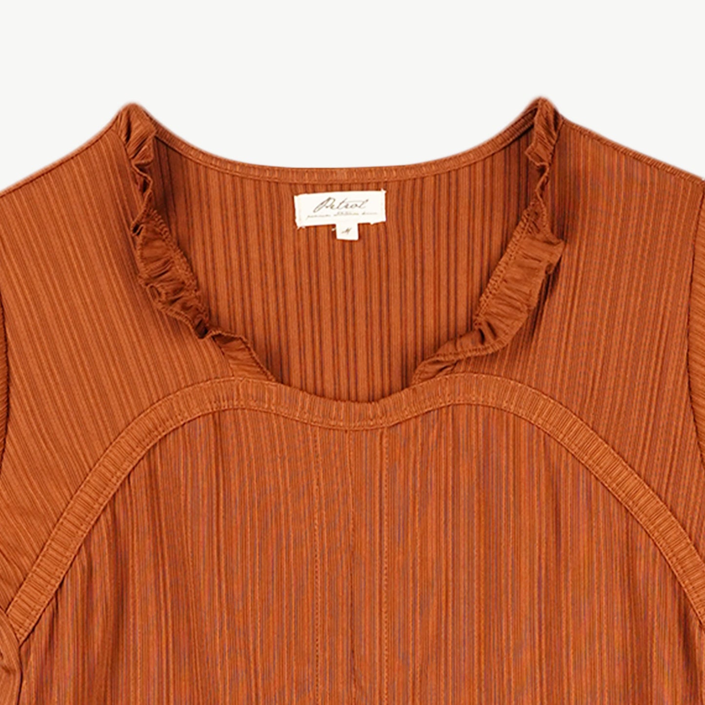 Petrol Ladies Basic Tees Boxy Fitting Ribbed Fabric 167831-U (Choco Brown)