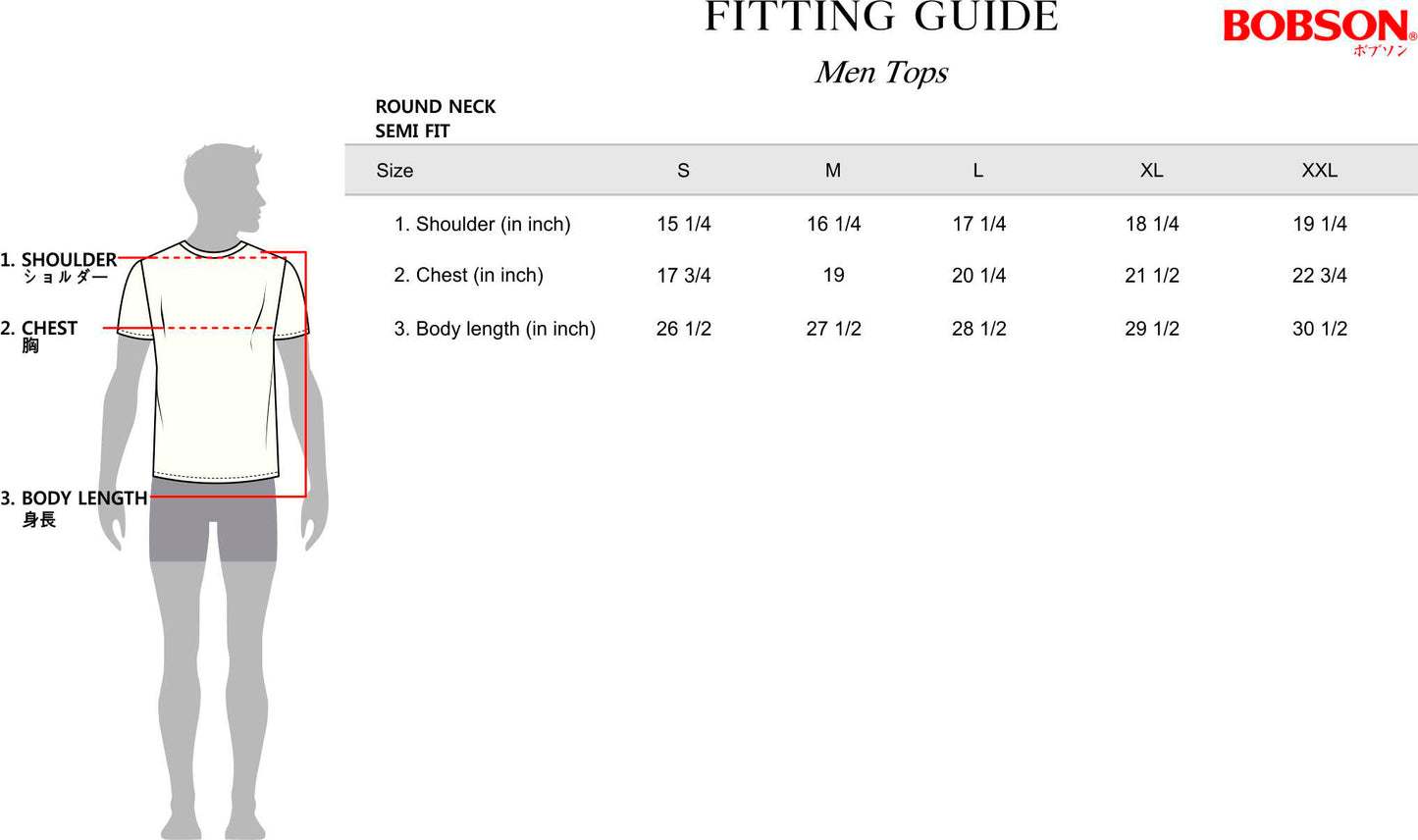 Bobson Japanese Men's Basic Tees Slim Fit 165098-U (Heather)
