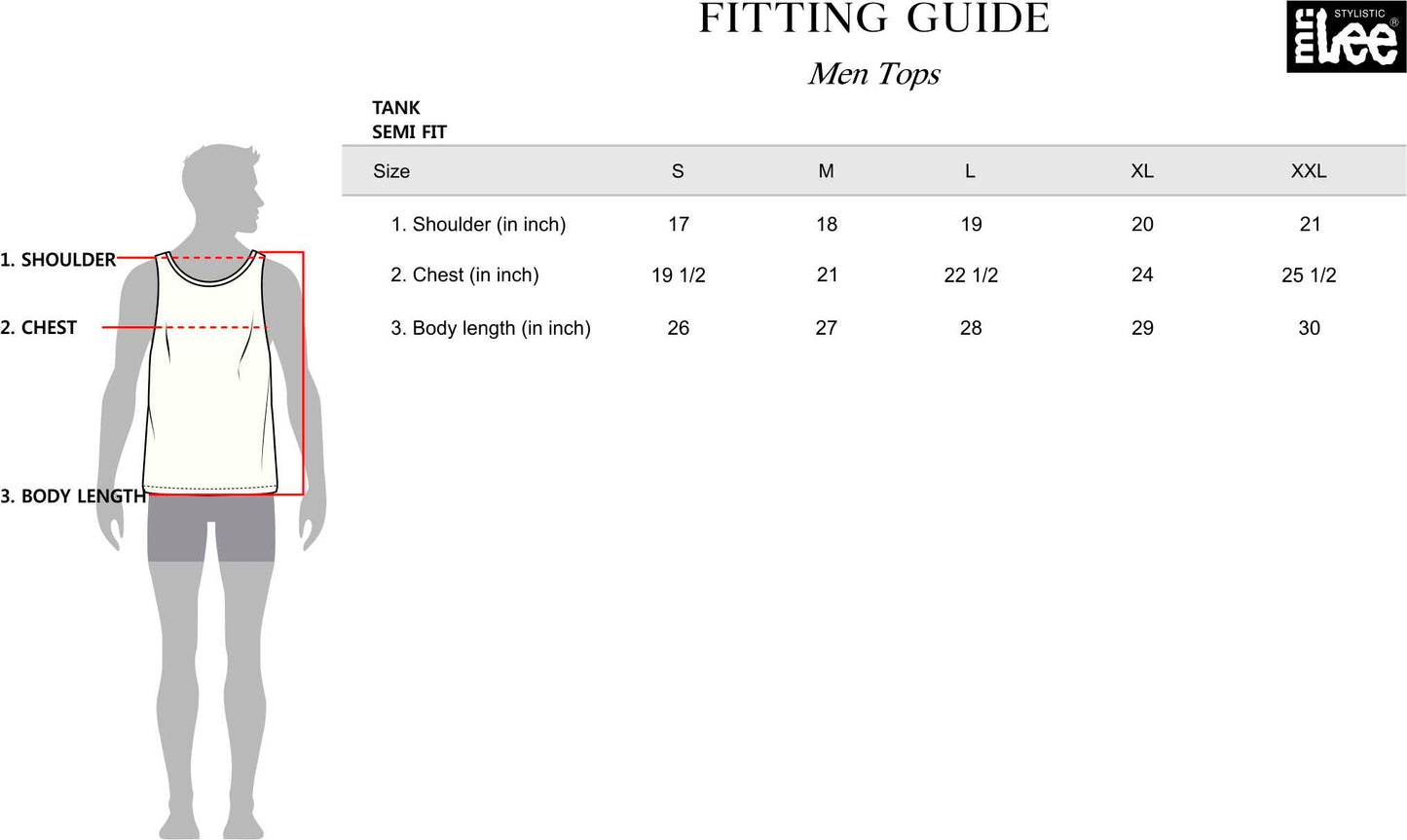Stylistic Mr. Lee Men's Basic Tank Top Semi body Fit 168151 (Fatigue)