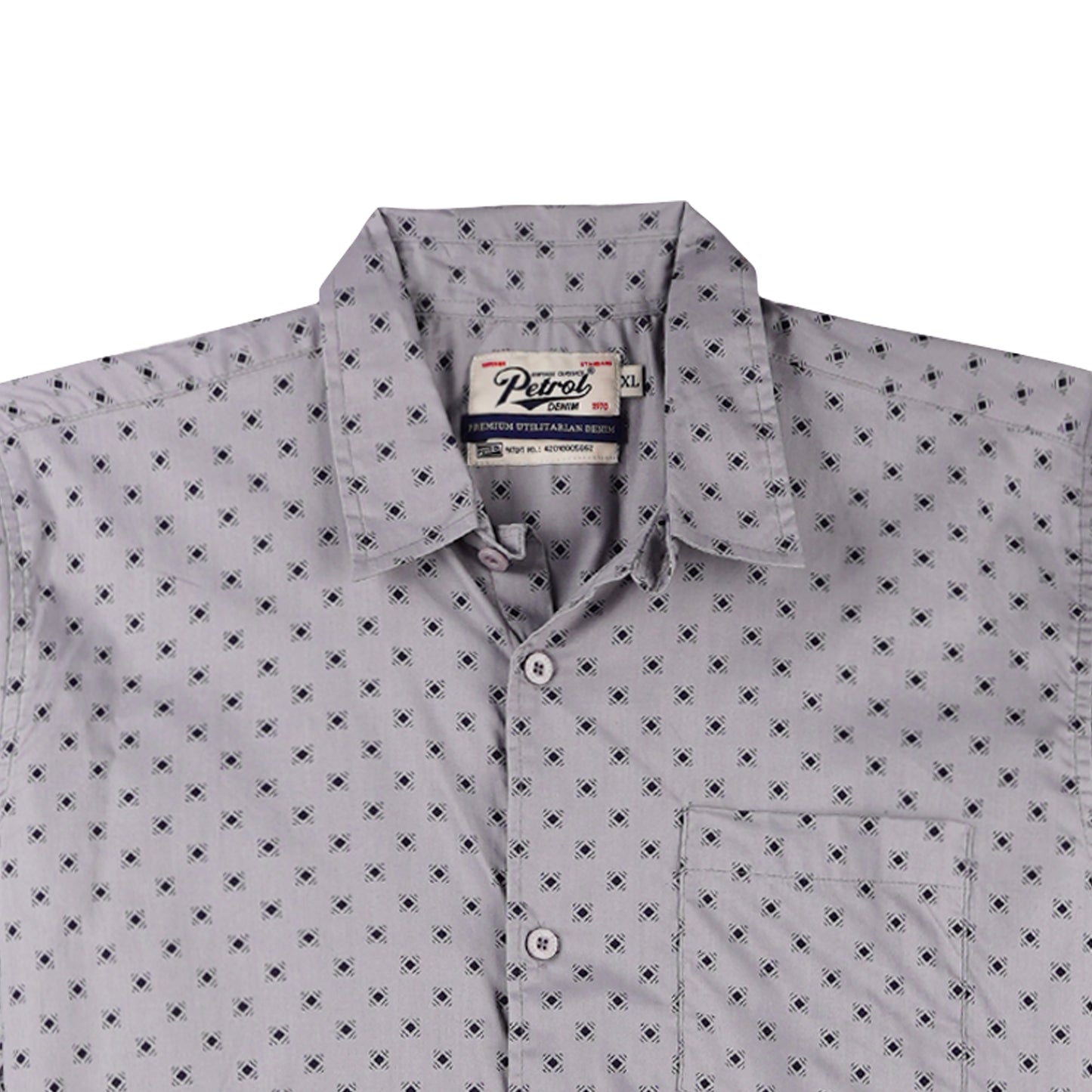 Petrol Men's Basic Woven Shirt Slim Fitting Poplin Fabric 166558 (Gray)