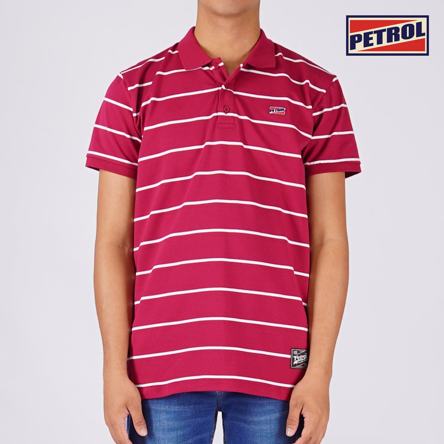 Petrol Men's Basic Collared Shirt Slim Fitting Missed Lycra Fabric 114020 (Crimson)