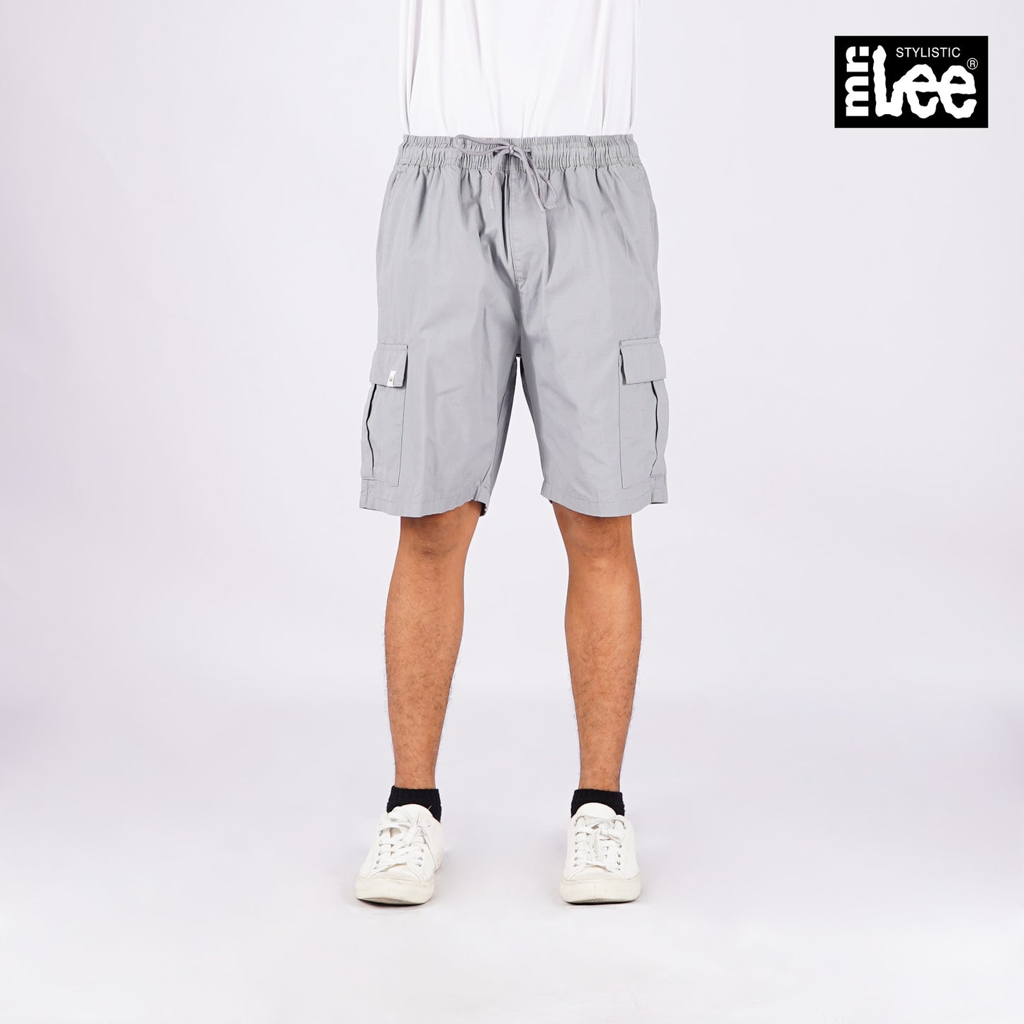 Stylistic Mr. Lee Men's Basic Non-Denim Cargo Short Mid Waist 169175 (Light Gray)