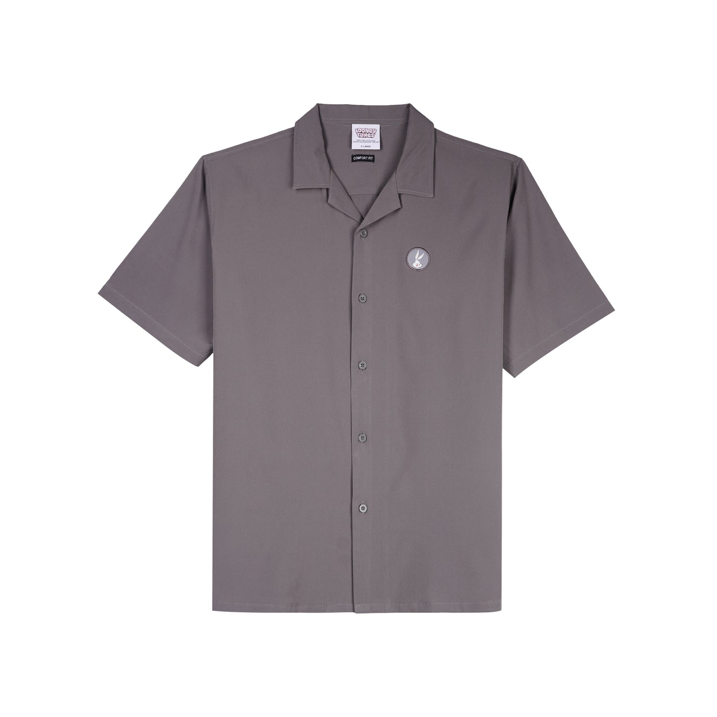 RRJ x Looney Tunes Men's Basic Woven Shirt Comfort Fitting Easy Iron Fabric 163052 (Dark Gray)