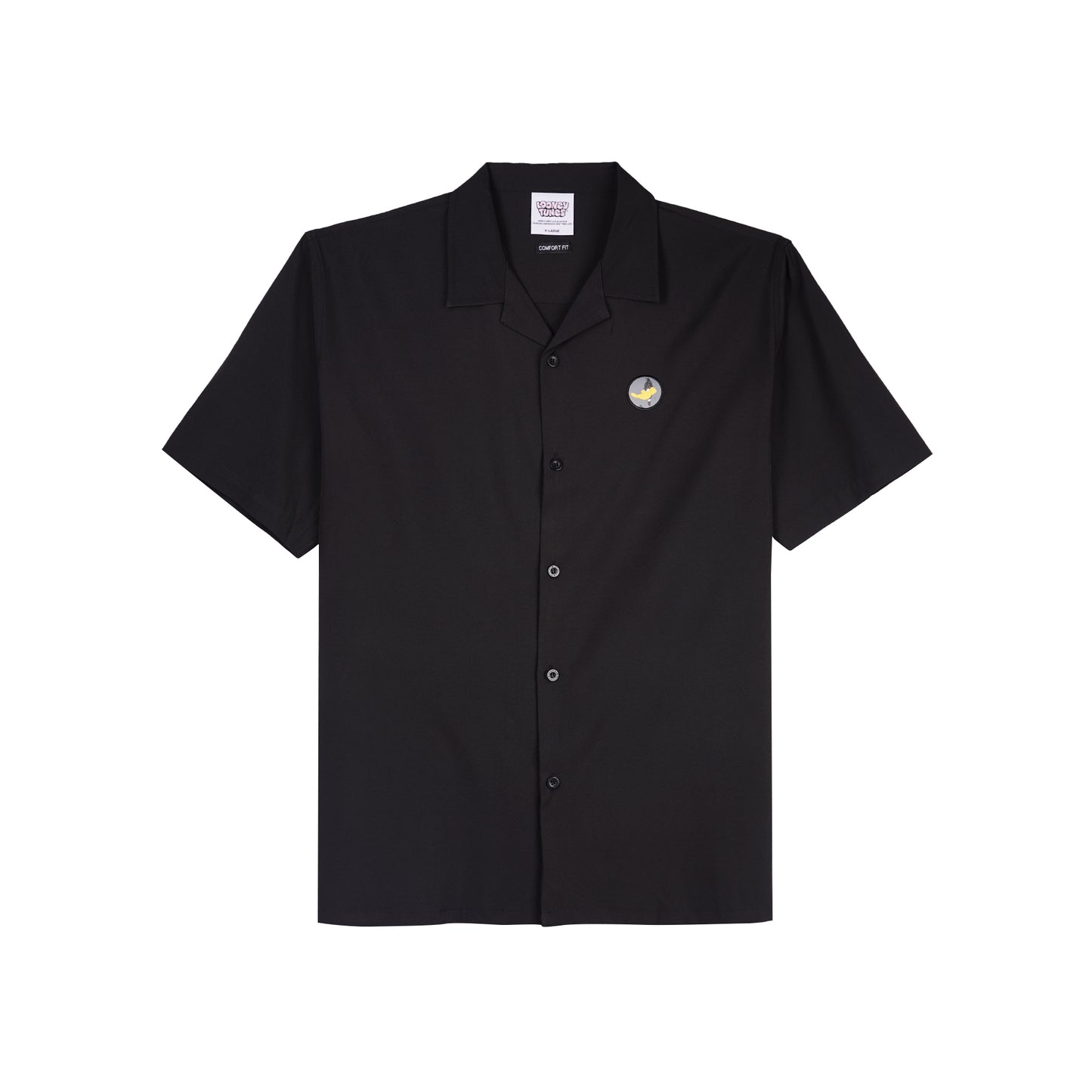 RRJ x Looney Tunes Men's Basic Woven Shirt Comfort Fitting Easy Iron Fabric 163064 (Black)