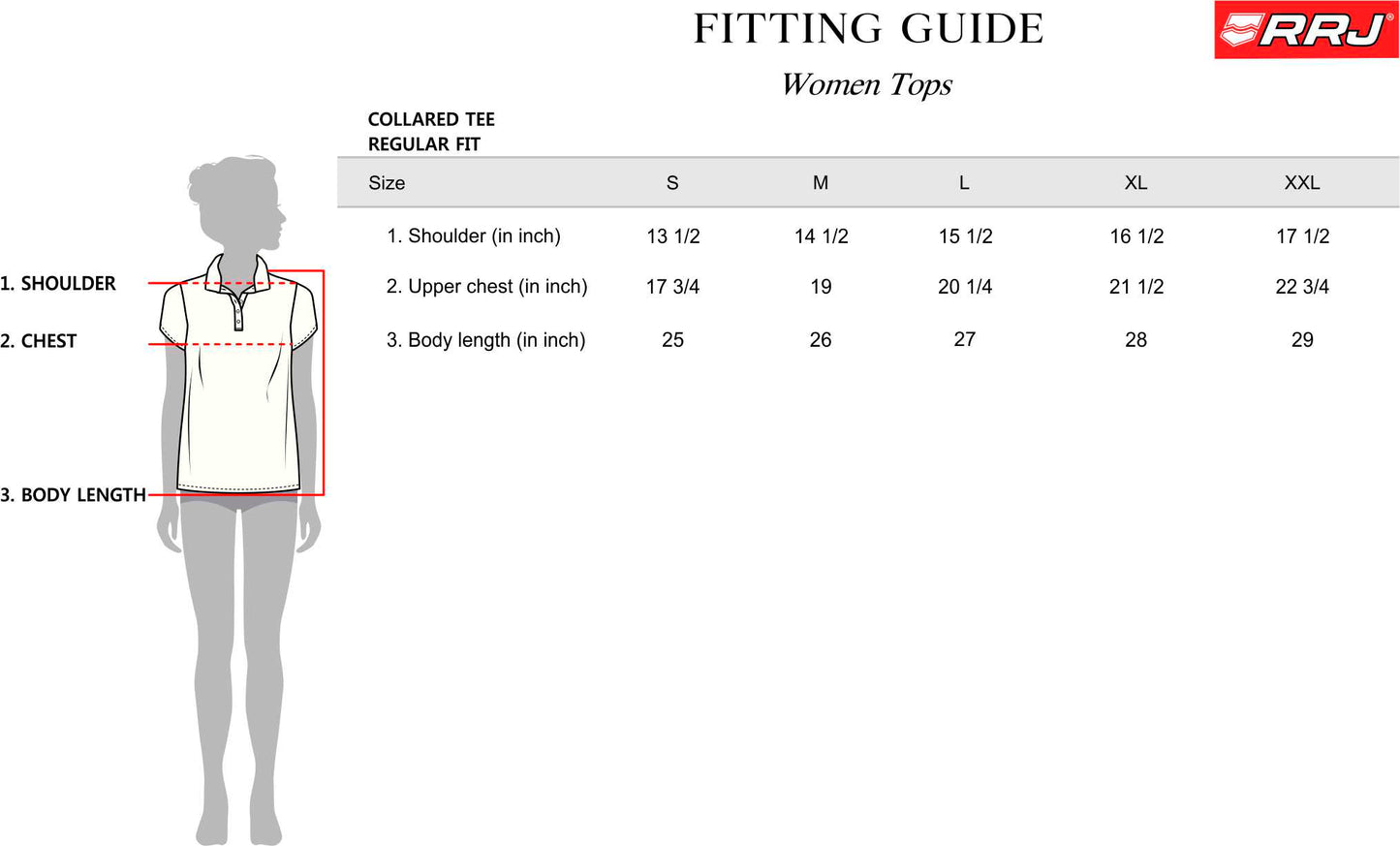 RRJ Ladies Collared Regular Fitting Missed Lycra Fabric 115802 (Red)