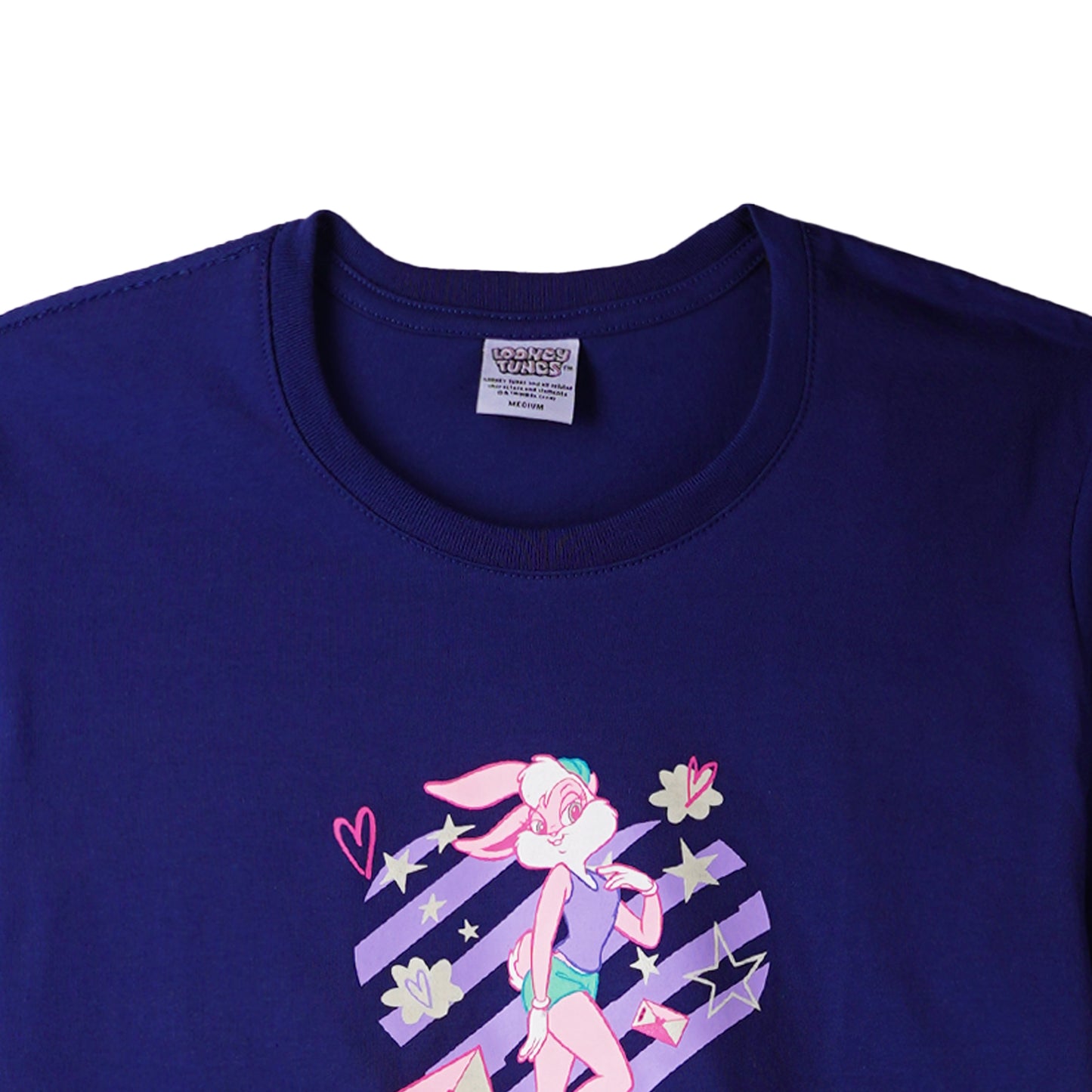 RRJ x Looney Tunes Ladies Basic Tees Boxy Fitting CVC Jersey Fabric 167880-U (Blue)
