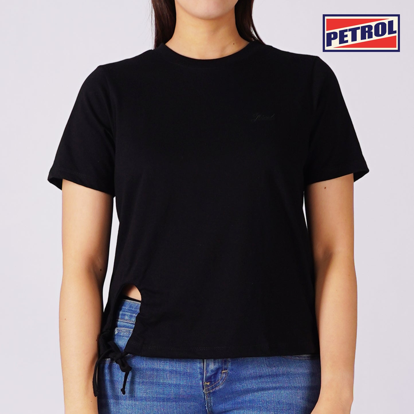 Petrol Ladies Basic Tees Boxy Fitting CVC Jersey Fabric 157770-U (Black)