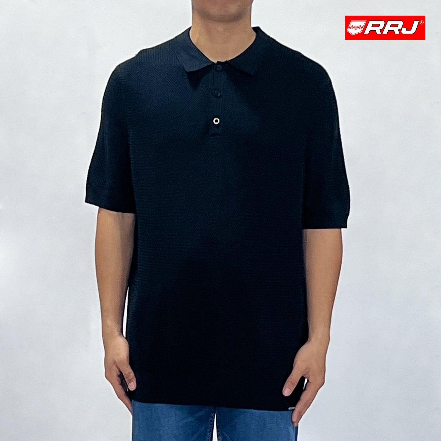 RRJ Men's Basic Collared Shirt Comfort Fitting 169657 (Black)