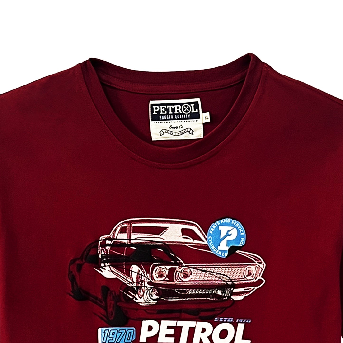 Petrol Men's Basic Tees Slim Fitting CVC Jersey Fabric 167468-U (Crimson)